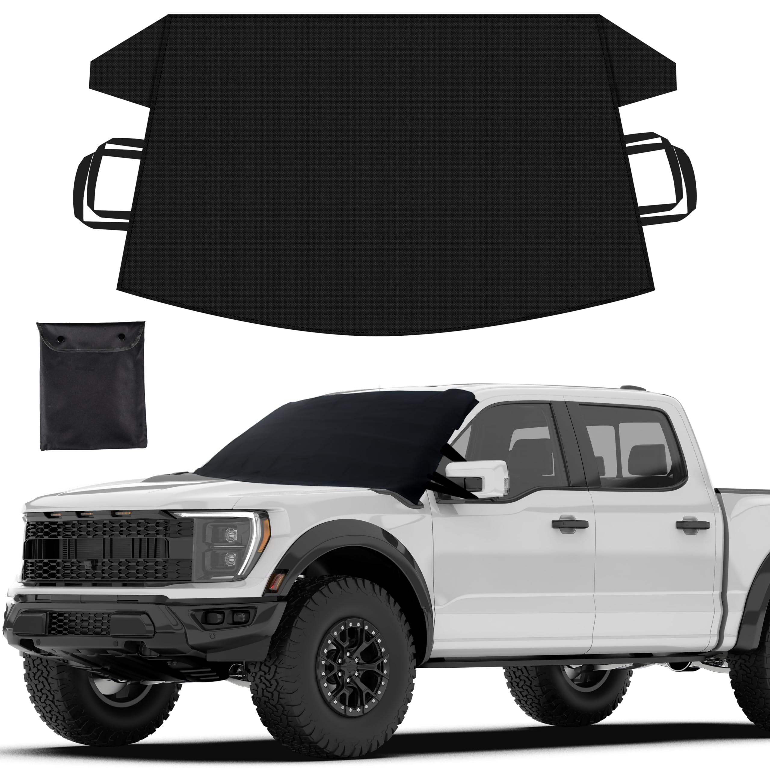 Econour Truck Windshield Cover For Ice And Snow | Durable Oxford Fabric | Frost Cover Suits For Suvs, Trucks, Station Wagons & M