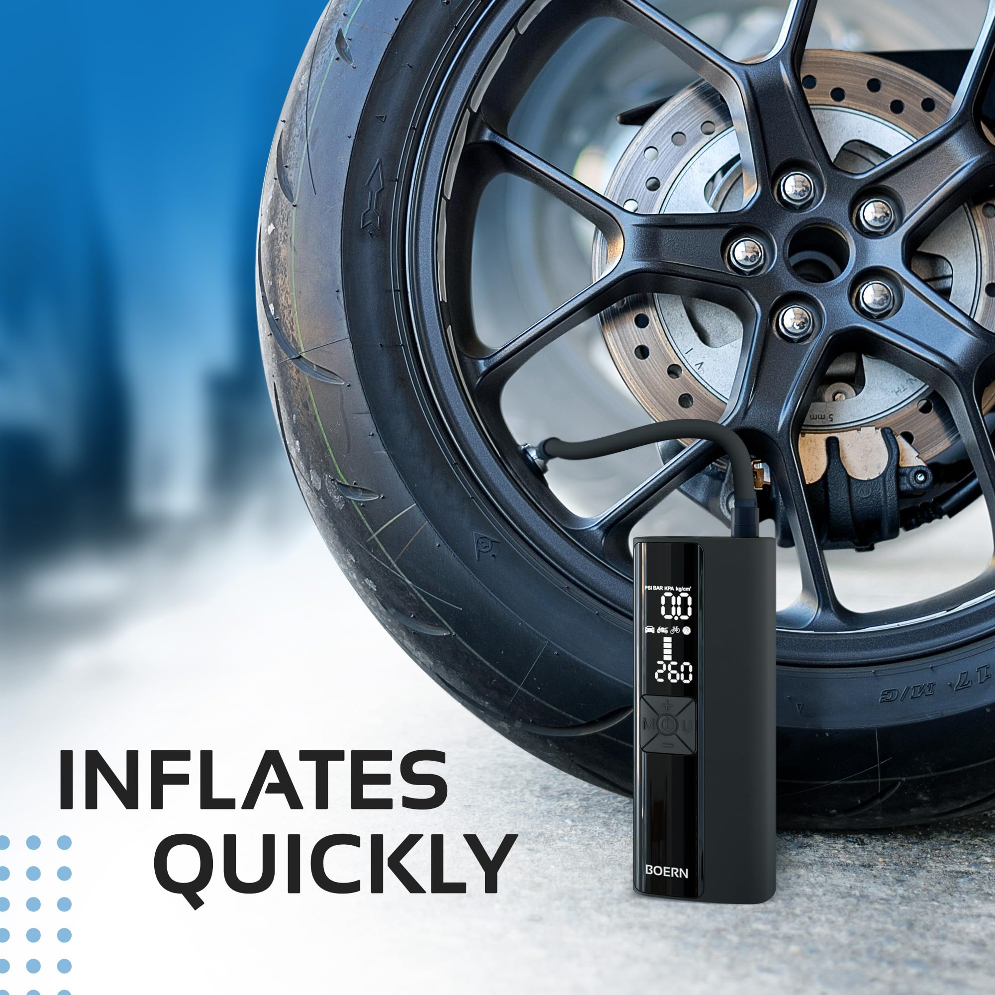 Boern Tire Inflator Portable Air Compressor Air Pump For Car Tires - Portable Tire Inflator With Auto-Shutoff Function For Car T