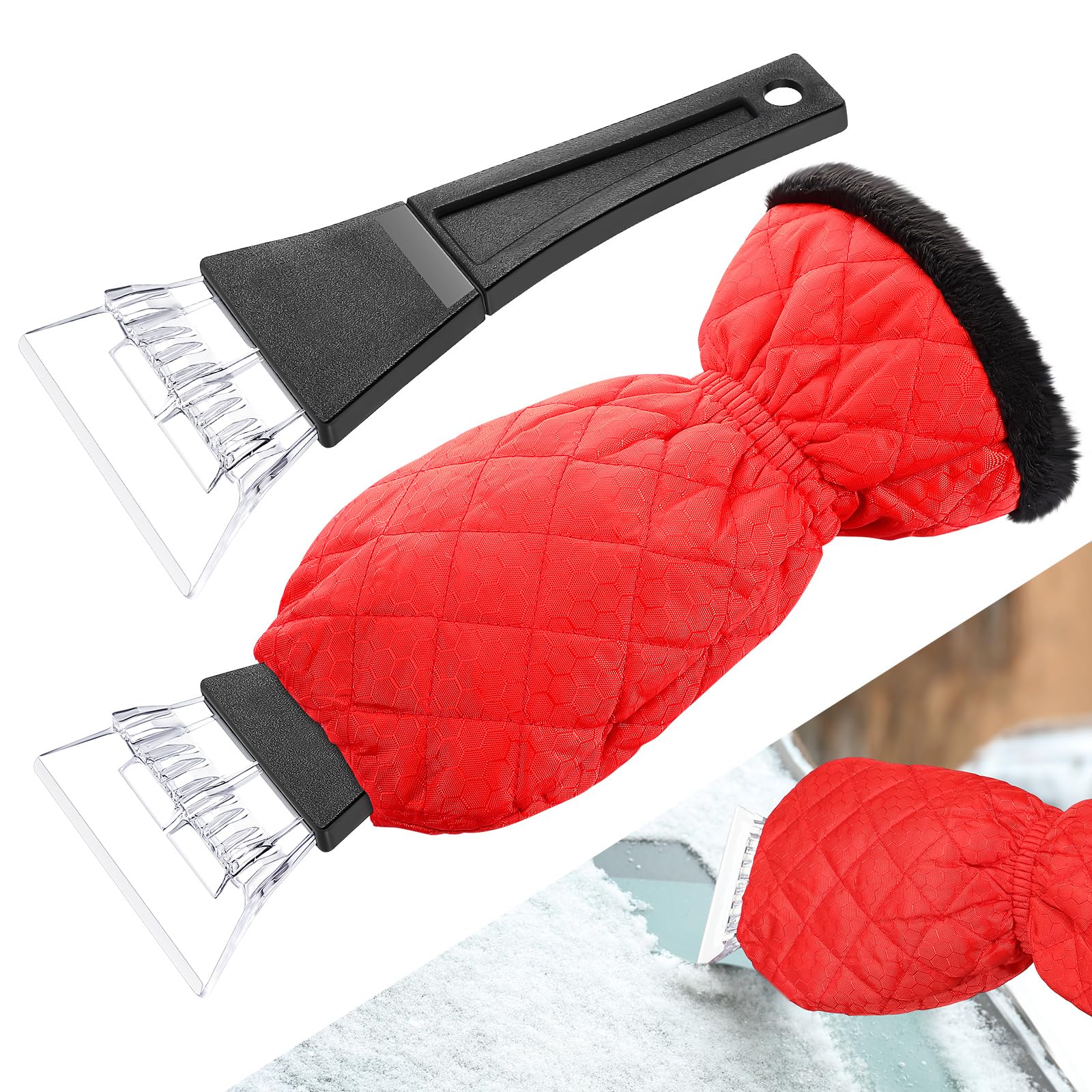 WILLBOND Ice Scraper with Glove Waterproof Ice Scrapers for Car Windshield No Scratch Comfortable Removal Snow Mitt Glove Windpr