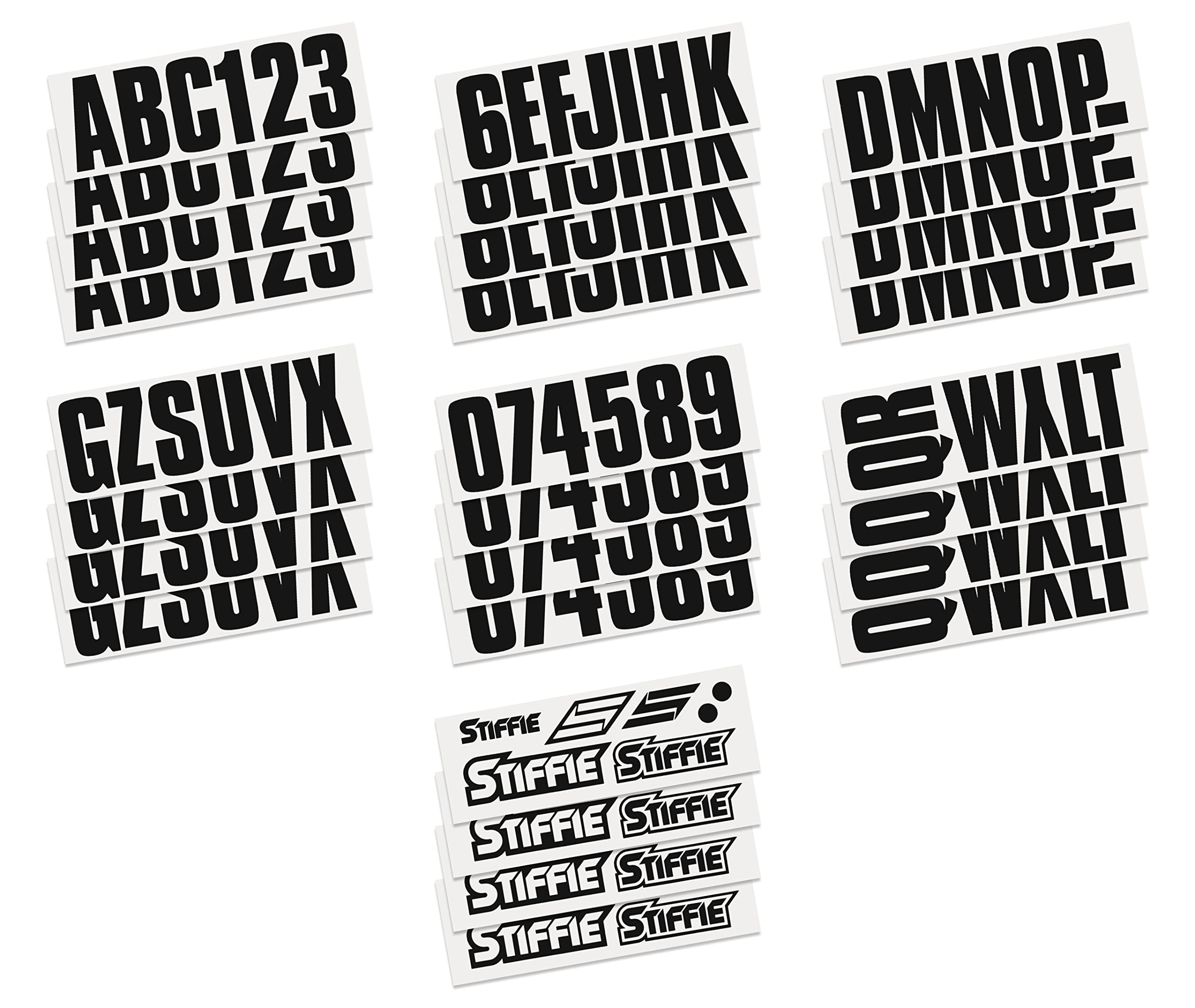 STIFFIE Uniline Black 3'' Boat & PWC Registration Decals  Numbers Letters Stickers