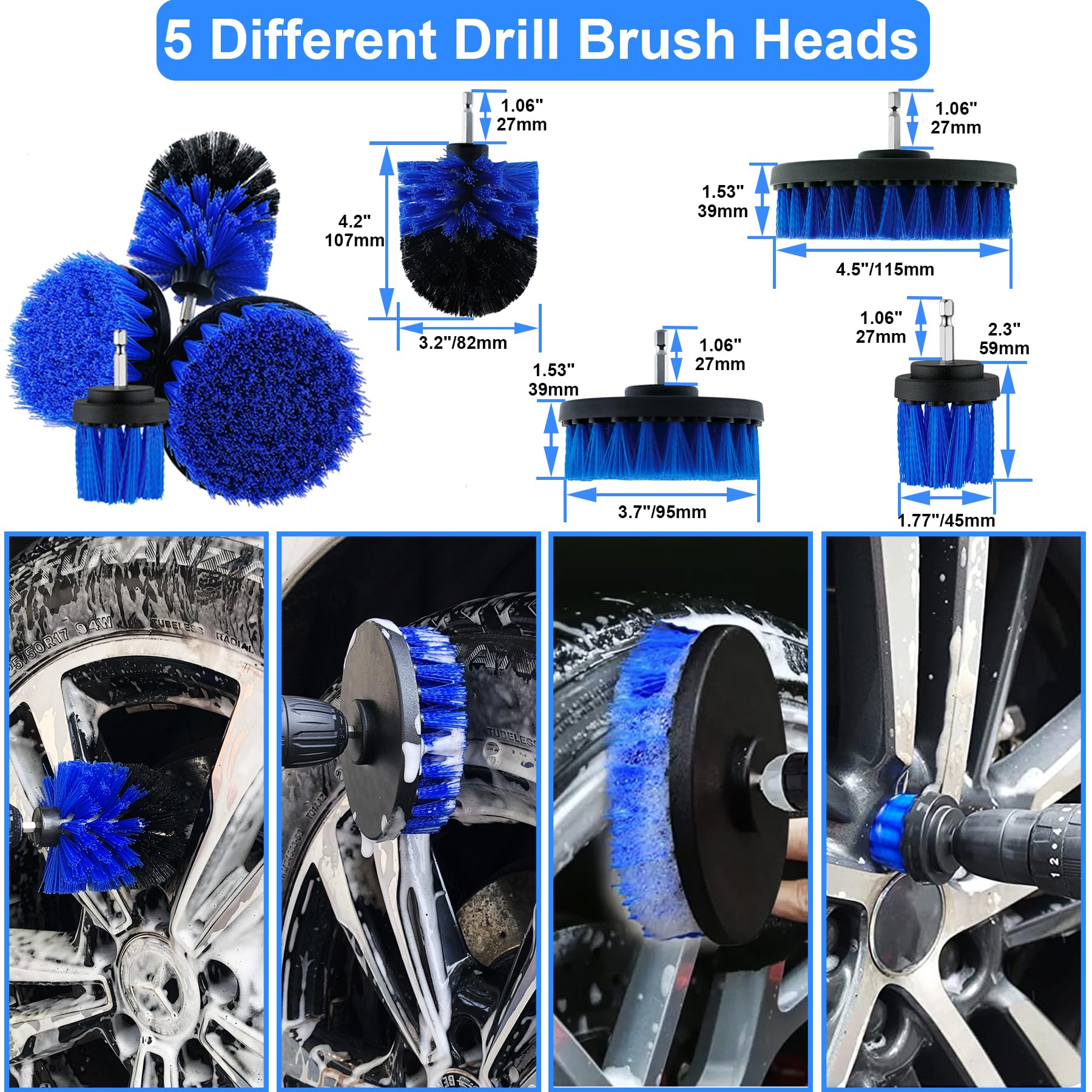 27Pcs Car Wash Cleaning Kit With Foam Gun, Car Detailing Kit, Auto Detail Supplies Tools With Wheel Drill Brush Set, Car Polishi