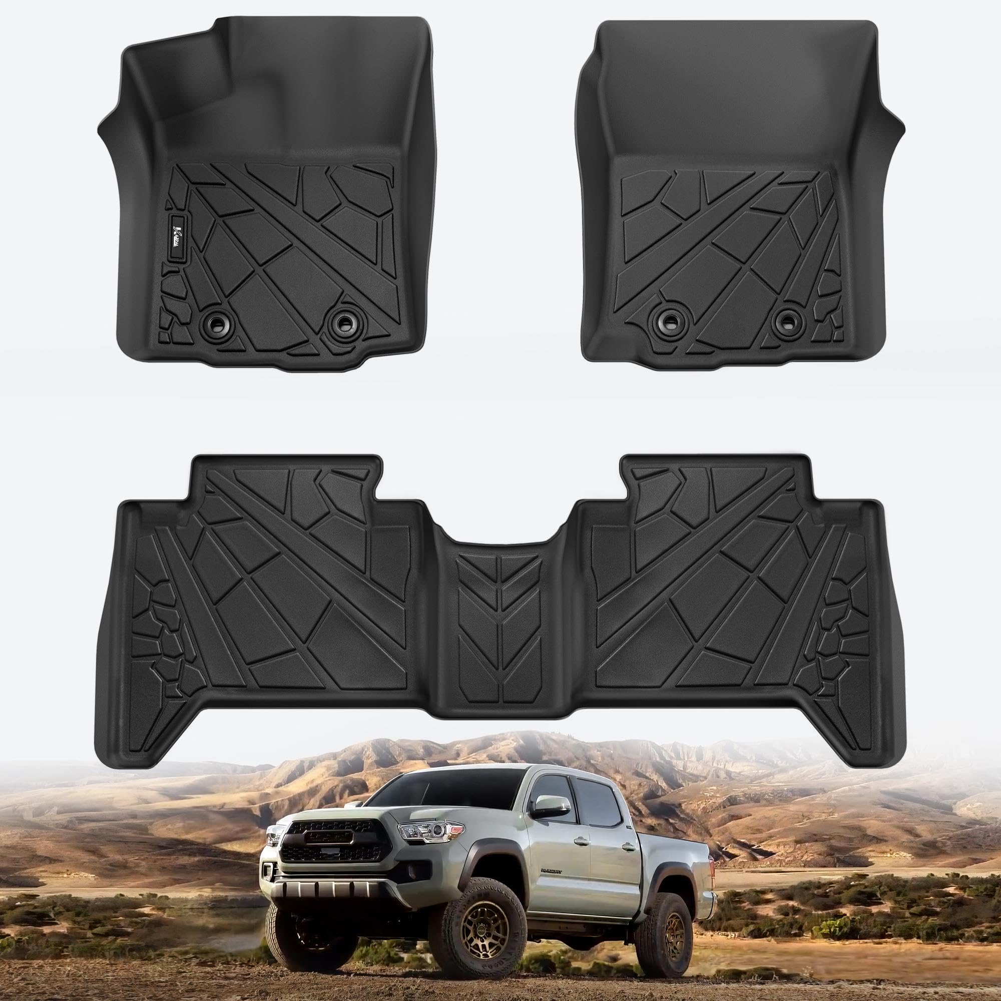 Karpal Floor Mats Fit Toyota Tacoma 2016-2023 (Only For Double Cab And Automatic), Custom Fit All Weather Tpe Floor Liners 1St A