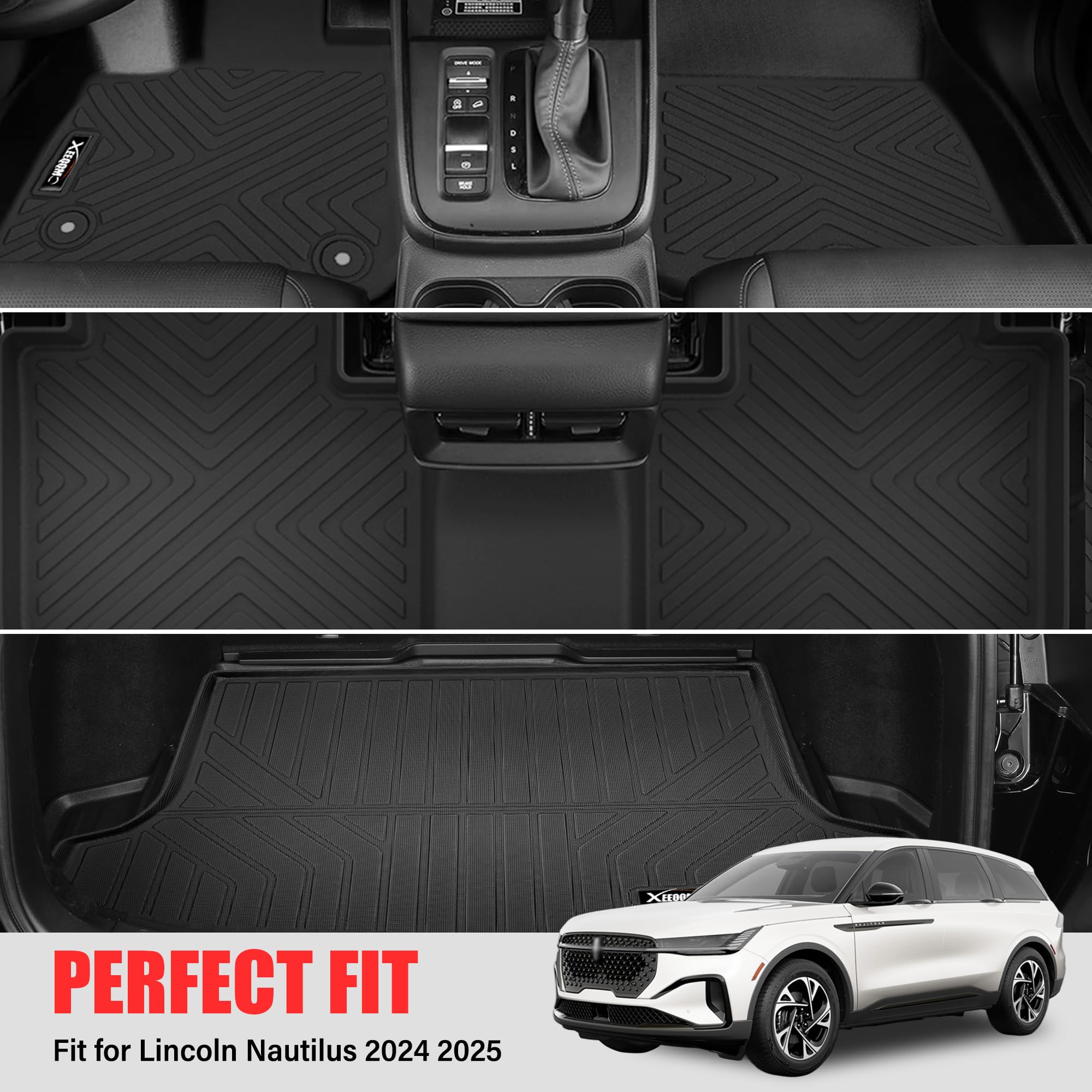 Floor Mats & Trunk Mat For 2024 2025 Lincoln Nautilus All Weather Tpe Protection Floor Liners Full Set With Cargo Liner For 2024