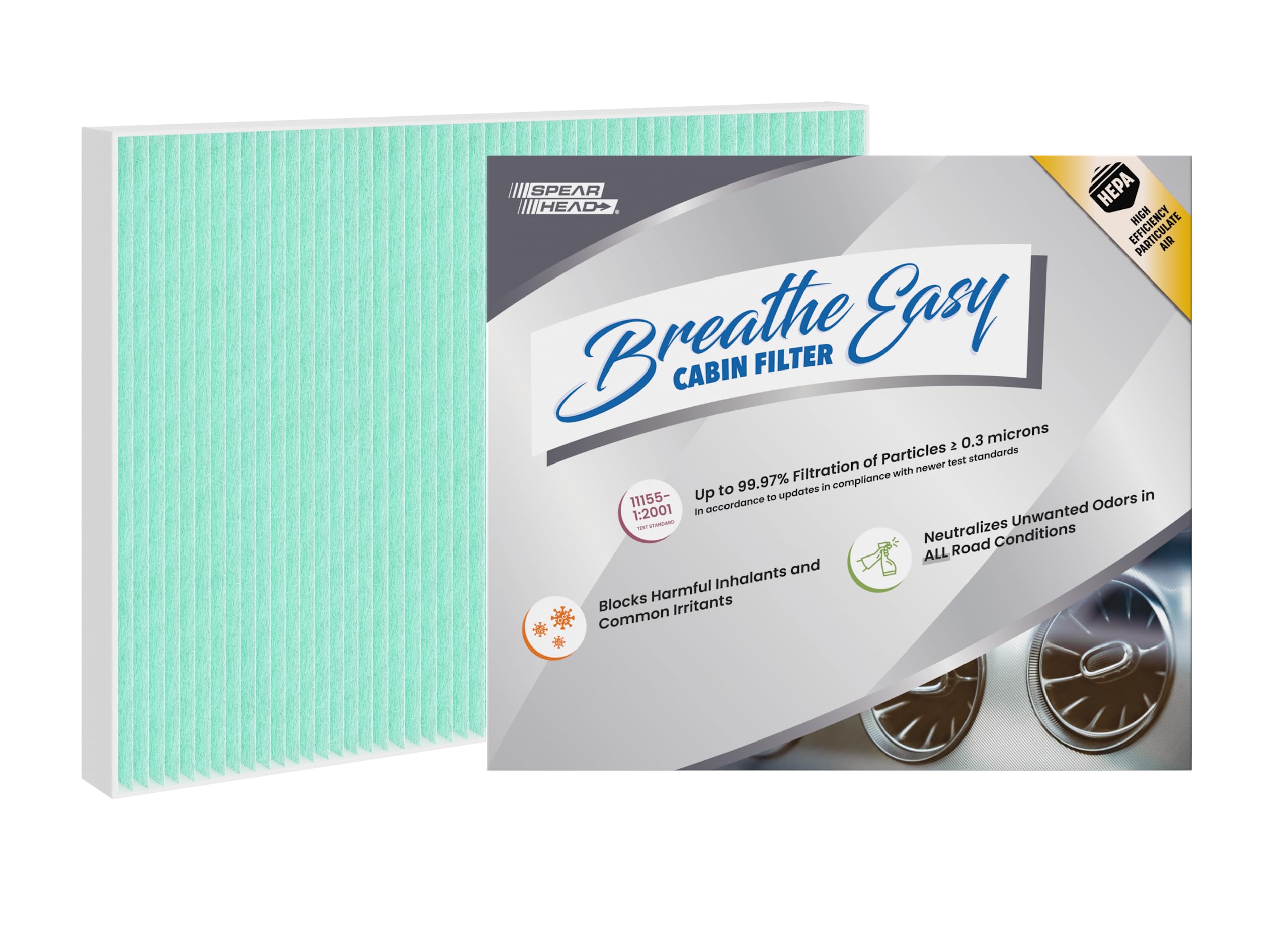 Spearhead Hepa Breathe Easy Cabin Filter, Up To 99.97% Filtration Of 0.3 Micron Particles W/No Airflow Reduction (Be-663H)