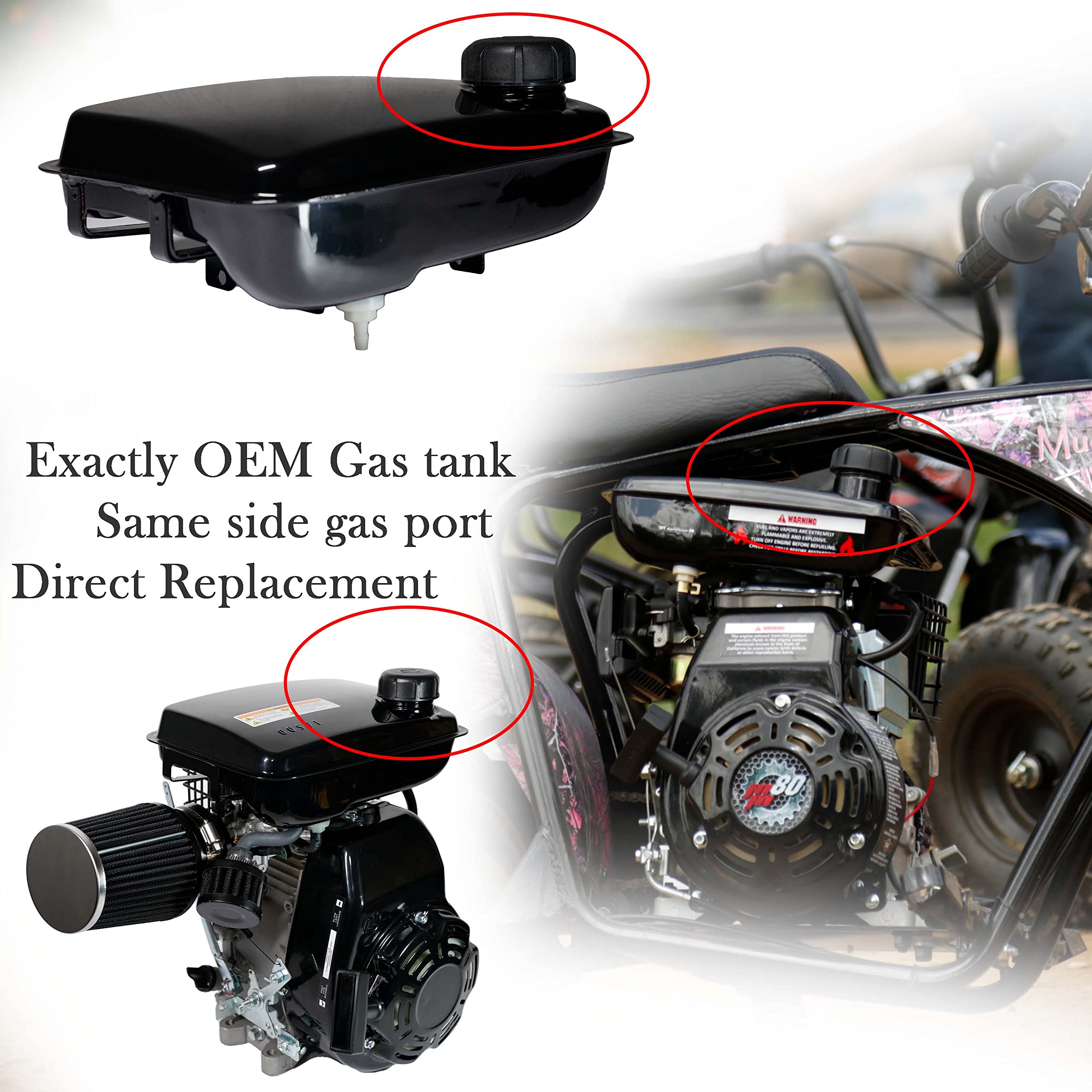 Jmchstore Vent Gas Fuel Tank For Coleman Rb100 Monster Moto 80Cc Mm-B80, Screw On Fuel Tank For Motovox Mbx10 Mega Moto105Cc Mini Bike, Mototec 105Cc 3.5Hp Kids Scooter, Mm-K80R Mega Max Go Kart