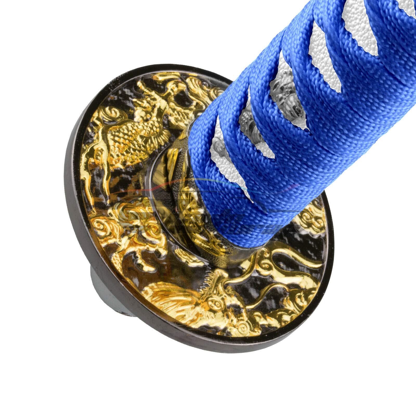 Ezautowrap 20Cm Blue White Shift Knob Samurai Sword Alloy Katana With Adapter Universal