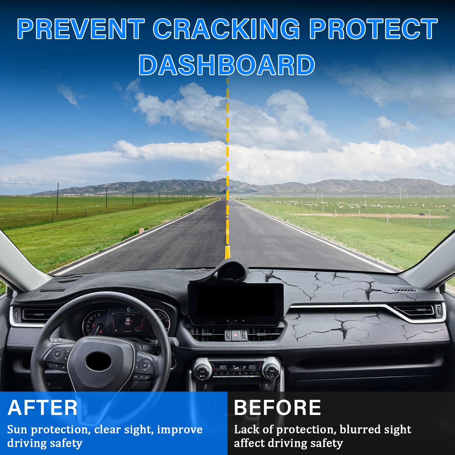 Remoch For Toyota Rav4 Accessories 2025 2024 2023 2022 2021 2020 2019 Dashboard Cover Dash Cover Mat Custom Fit Center Console Cover Sunshield Protector Rav 4 Pad(Gray)