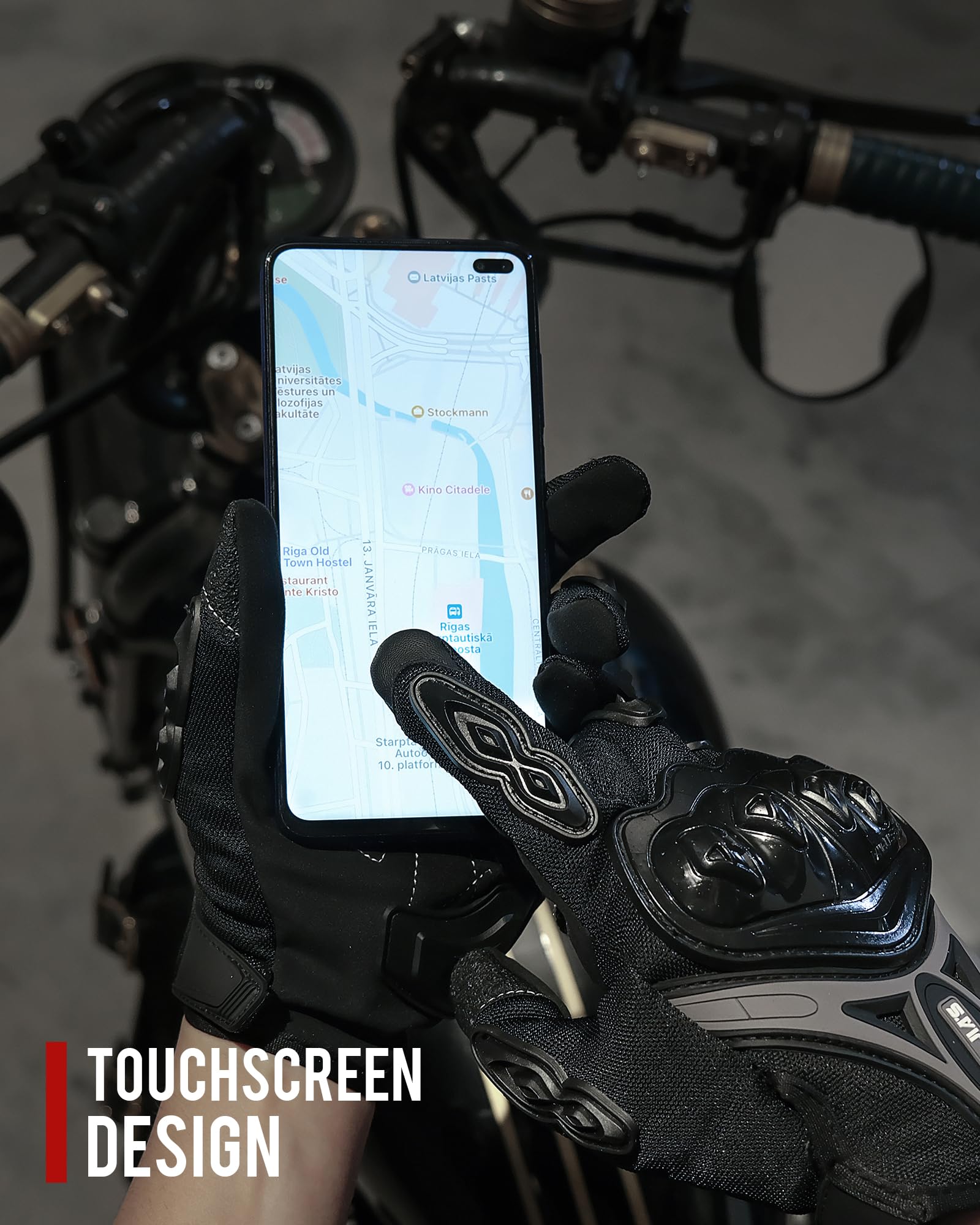 Iron Jia 'S Motorcycle Gloves Full Finger Durable For Road Racing Bike Summer Spring Powersports Support Touch Screen Black-Xxl