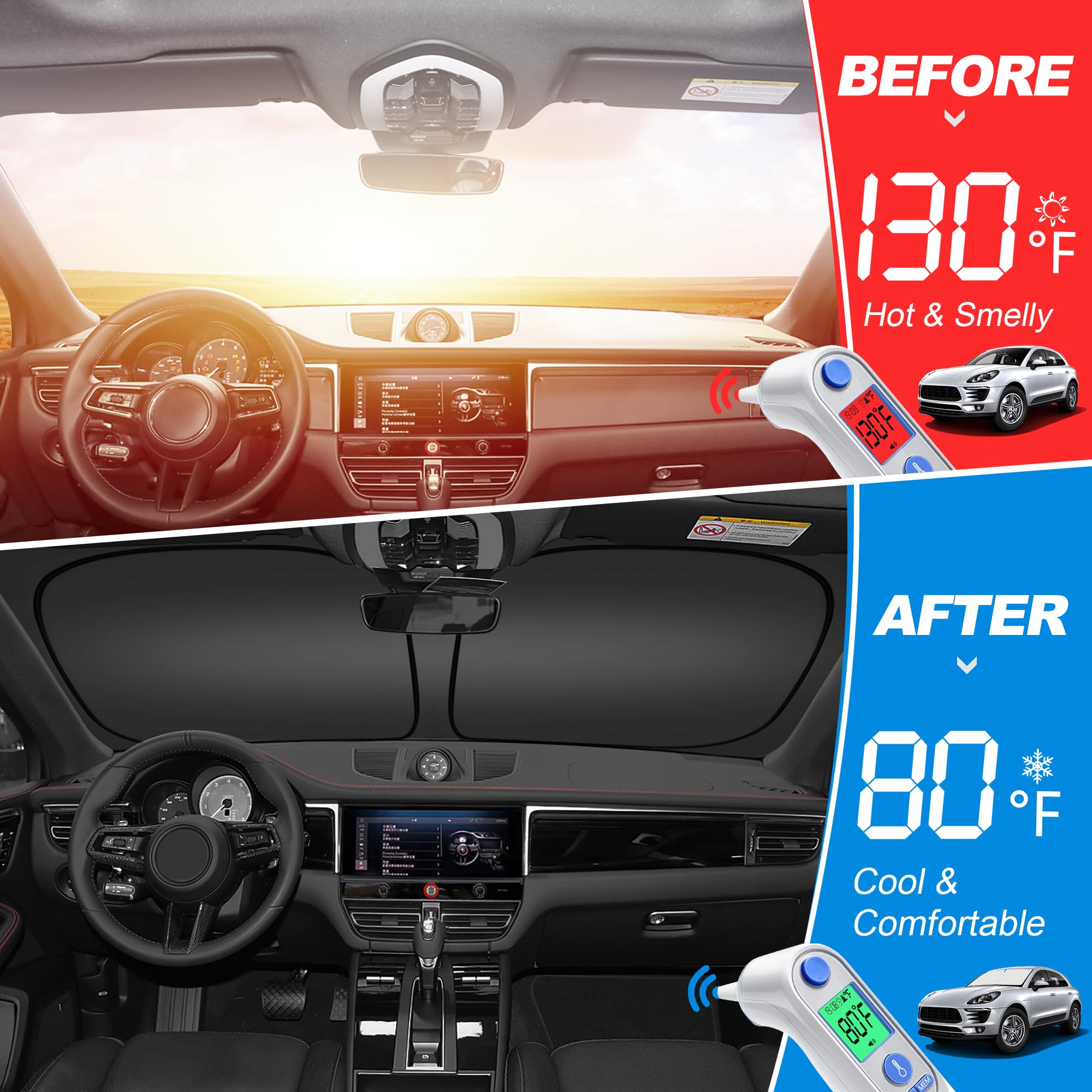 ULROLIT Windshield Sun Shade for Nissan Rogue 3rd Gen 2021 2022 2023 2024 (Not for Rogue Sport), Foldable Window Sunshade Sun Vi