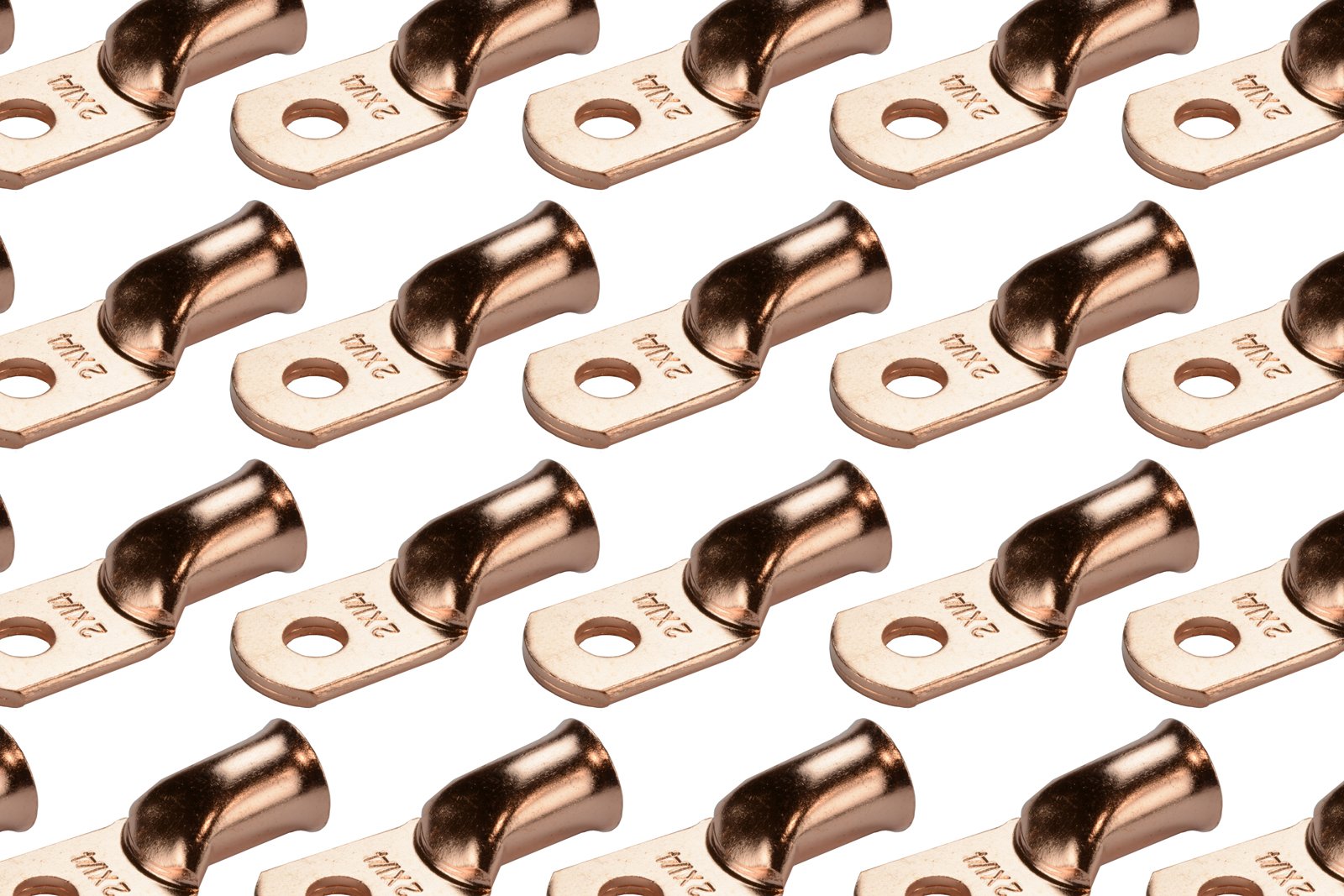 Temco 100 Pack Bare Copper Welding Battery Cable Ends, Lugs Terminal 2 Awg 1/4'' Hole (6 Awg To 1/0 Awg Options Available)