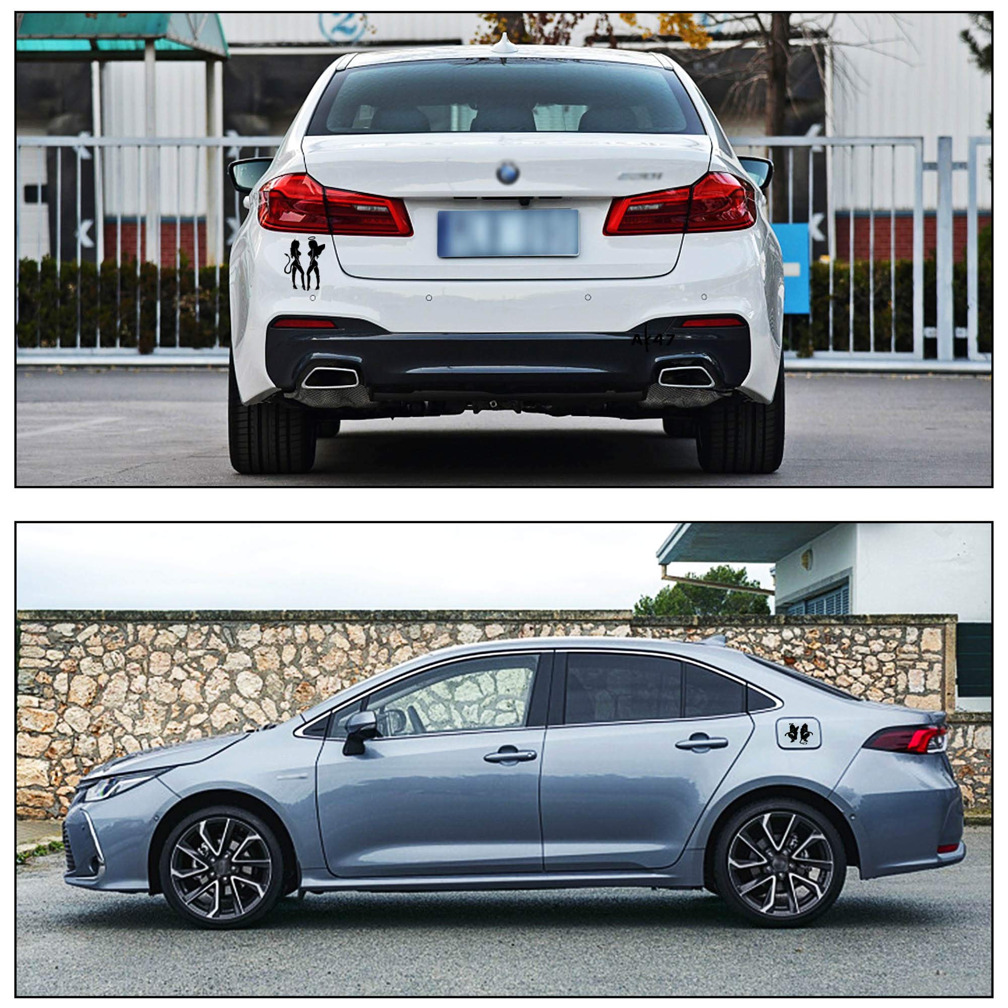 Tomall 3 Pairs 7'' Sexy Angel And Demon Car Decals Reflective Angel & Devil Stickers Funny Lovely Angel Wings Vinyl Waterproof F