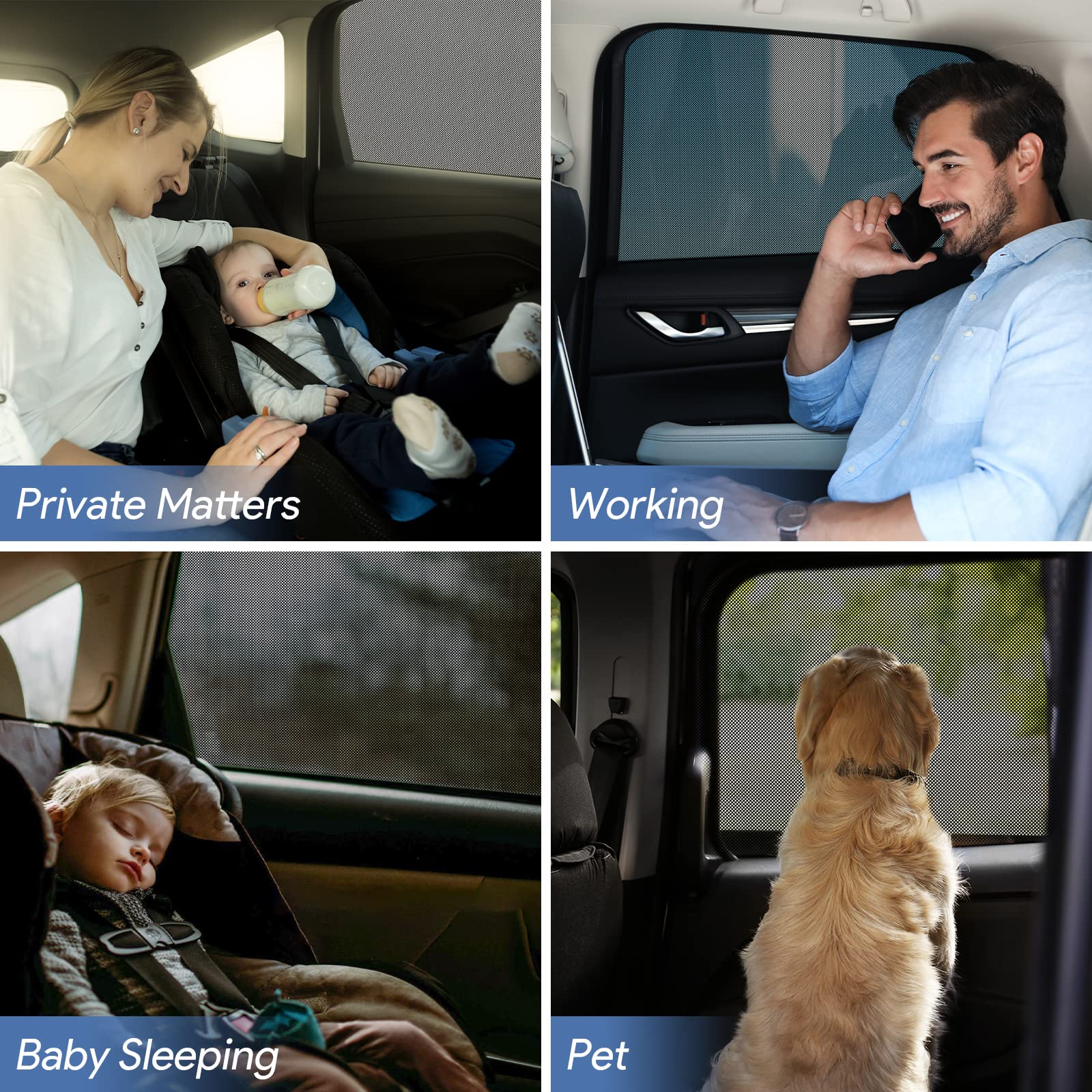 Universal Car Window Shades, Side Window Shade For Car, Breathable Mesh Baby Car Rear Window Sunshades - 2 Pack(Medium 39X19)