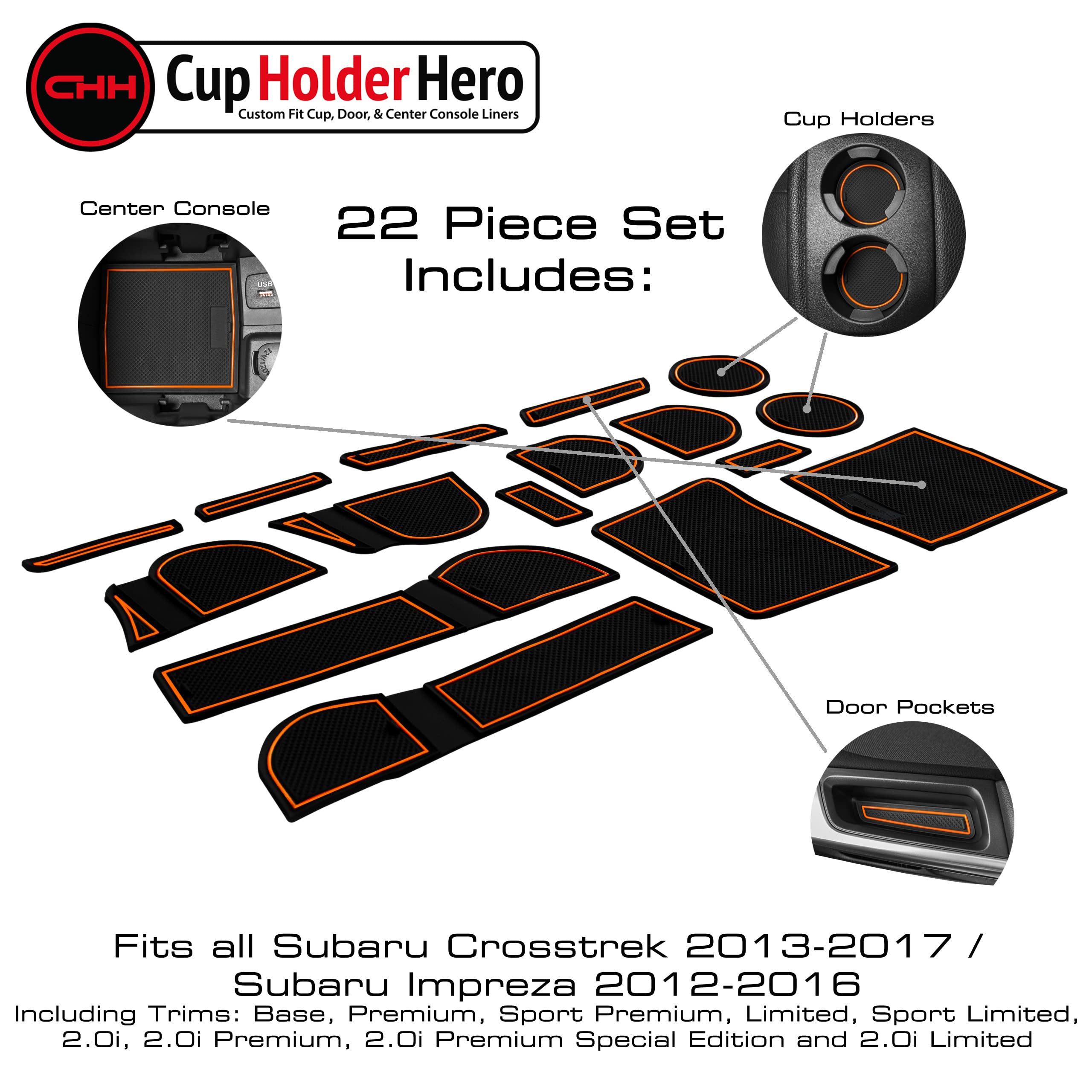 CupHolderHero Fits Subaru Crosstrek 2013-2017 and Fits Subaru Impreza 2012-2016 Accessories, Premium Custom Non-Slip Anti-Dust C
