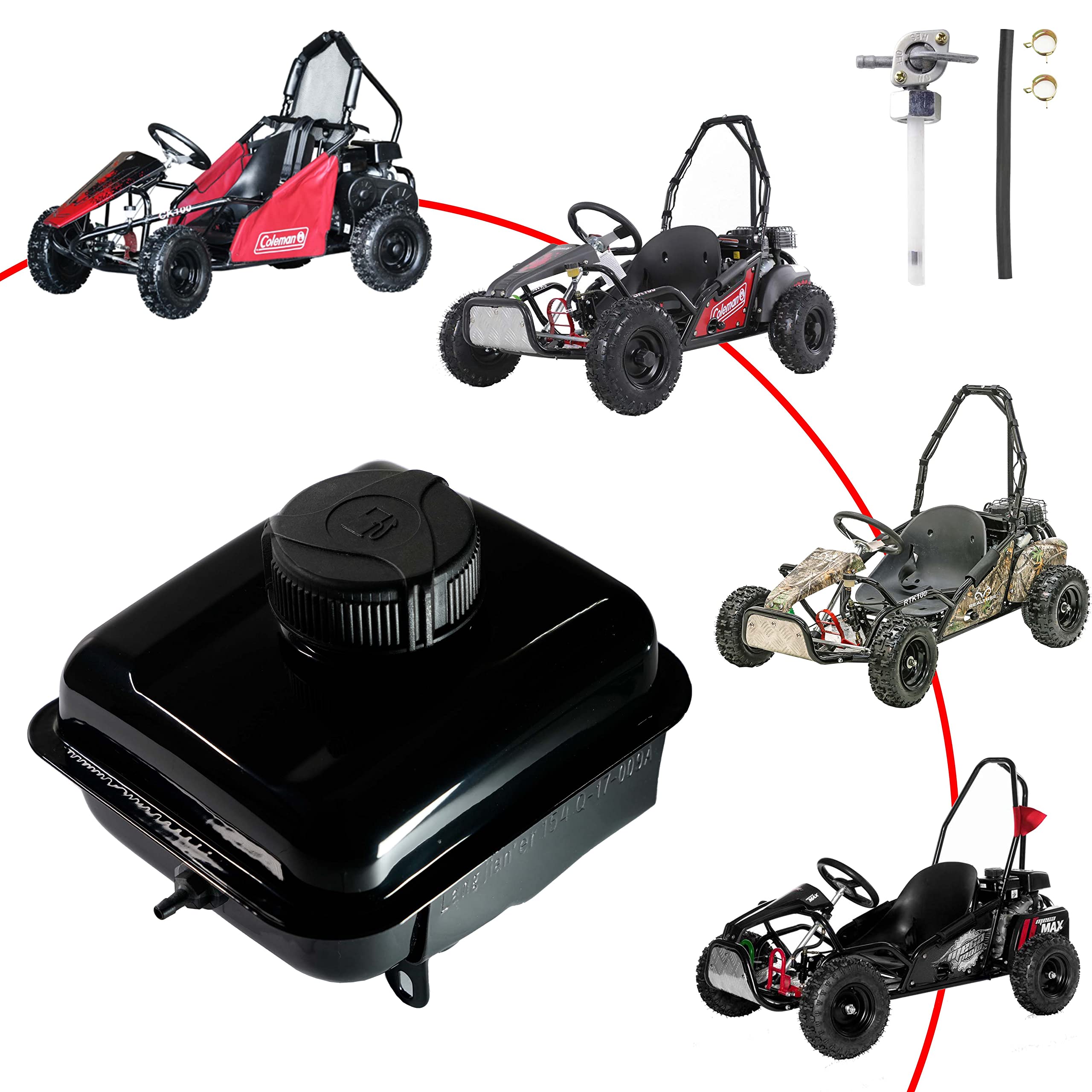 Jmchstore Gas Fuel Tank W/ Side Vent Port For Coleman 98Cc Ck100 Ck100-S Sk100 Kids Go Kart, Screw On Fuel Tank For Realtree Rtk100, Monster / Mega Moto Max Mm-K100 ,154F 3.0 Hp Engine Parts