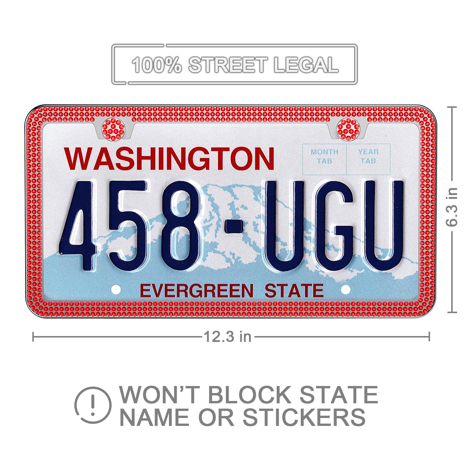 Share&Care Bling License Plate Frame, Crystal License Plate Cover, Car License Plate Holder With Rhinestone Crystal Diamond Screw Set - 2 Pack (Ab Color)