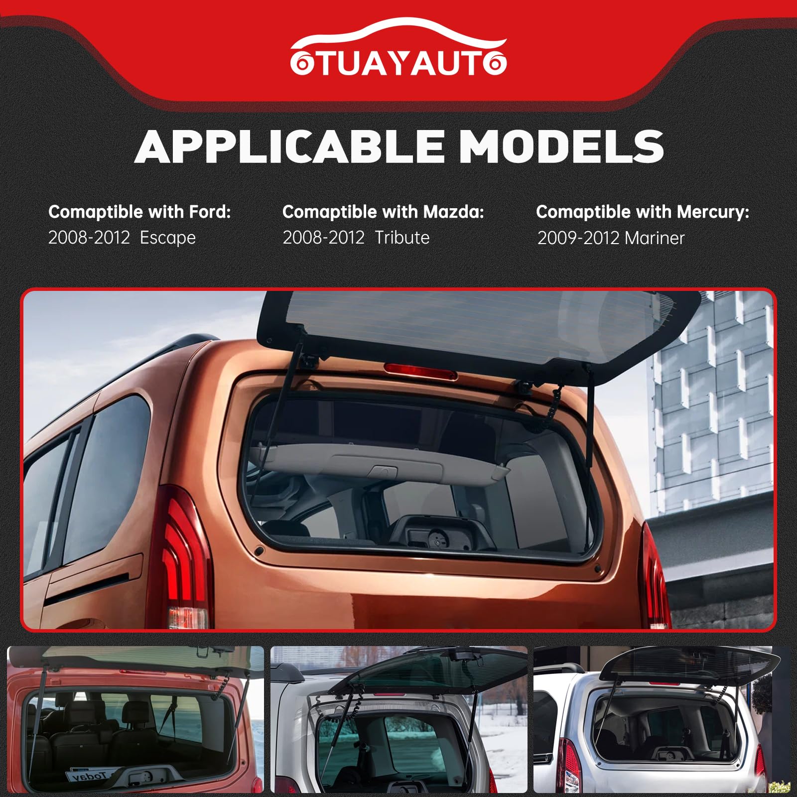 Replacement For 2008-2012 Ford Escape, Mazda Tribute, Mercury Mariner Rear Window Lift Supports Struts Shocks Oem# 6260 Sg304099