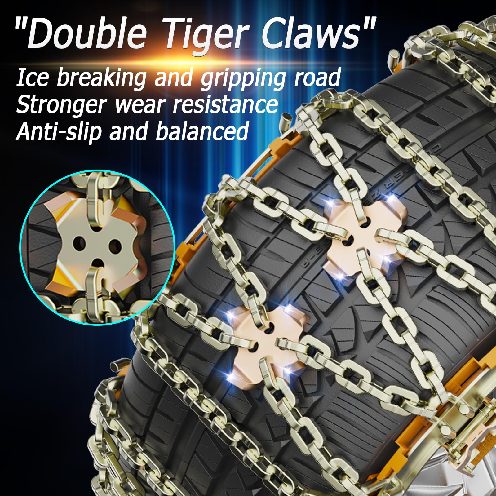 Snow Chains For Car Suv Pickup Trucks, Adjustable Portable Universal Emergency Anti Skid Snow Car Tire Chains For Tire Width 165