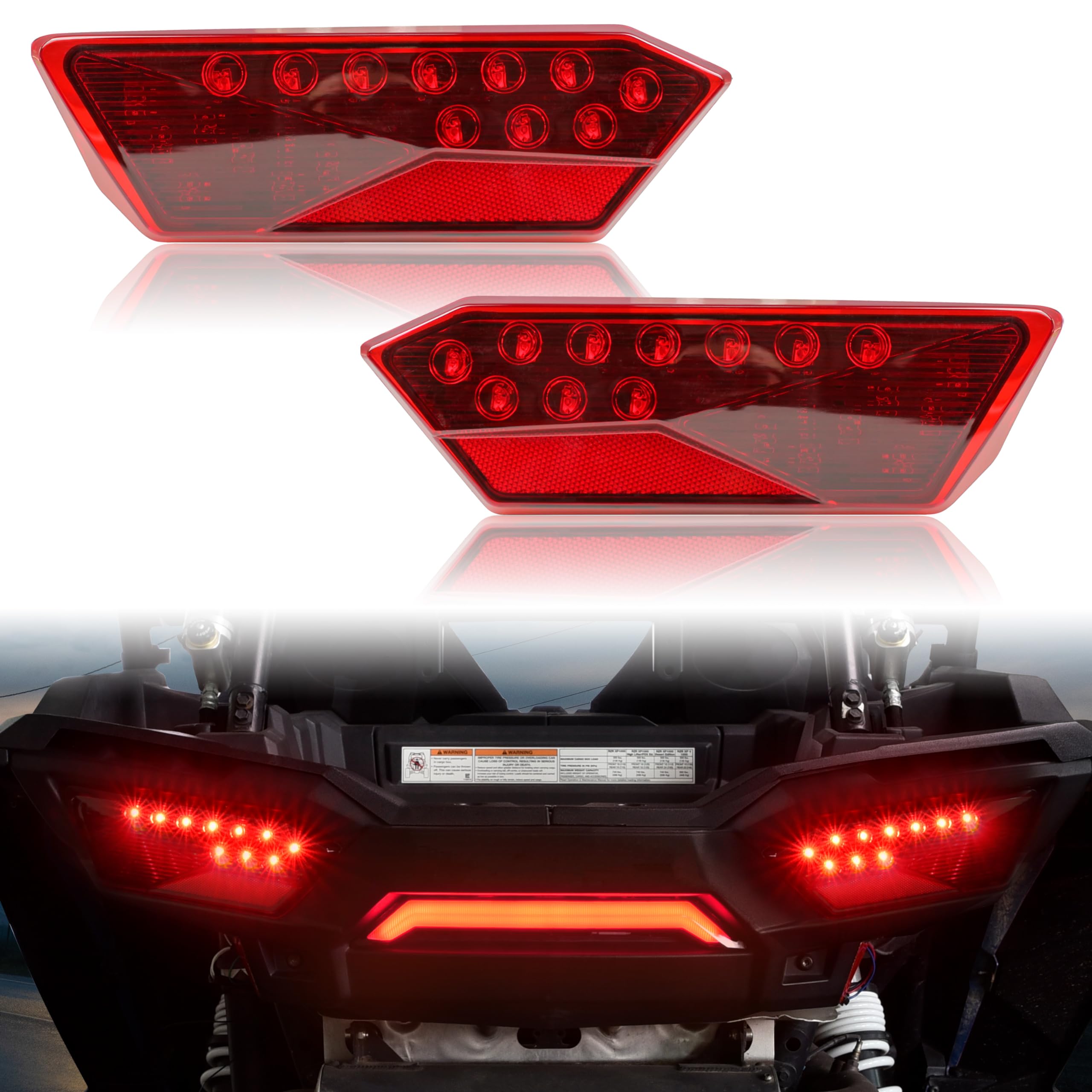 SAUTVS LED Tail lights for RZR 900 XP 1000 14-19, Red Rear Brake Stop Lights Taillights Tail Lamps for Polaris RZR 900 1000 S XP