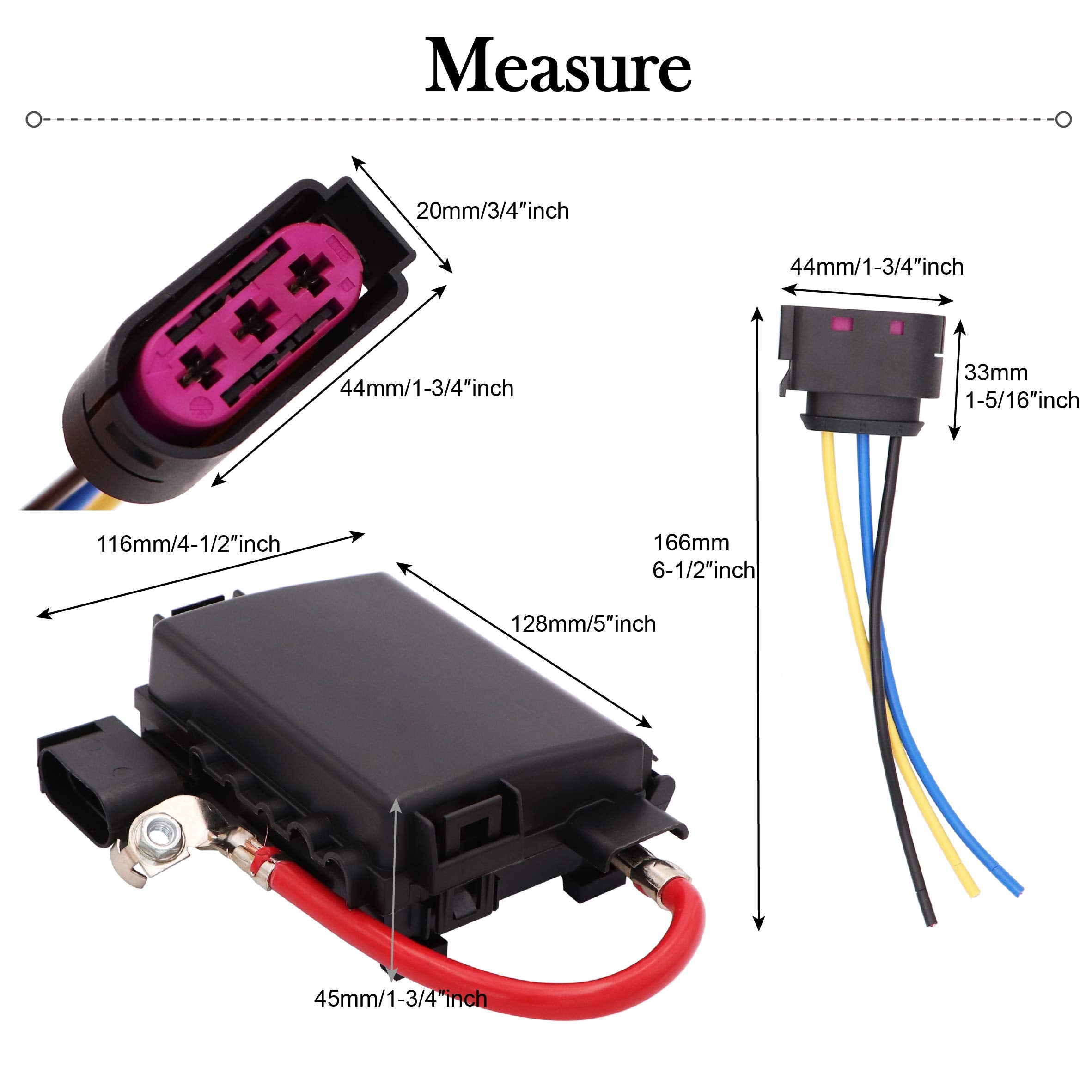 Battery Fuse Box Terminal 1J0937550 Compatible With 99-04 Vw Beetle Jetta Bora Golf Mk4 With Wiring Harness Pigtail Connector