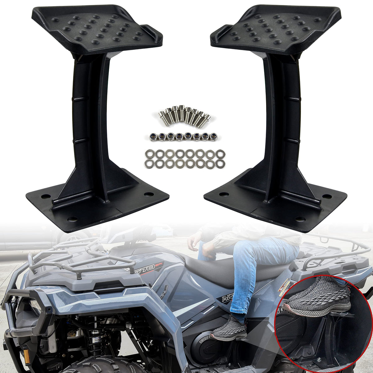 Sautvs Atv Passenger Foot Rest For Sportsman 570 450 H.O.21-24, Rear Lounger Foo WBCARB0BJJTNC77