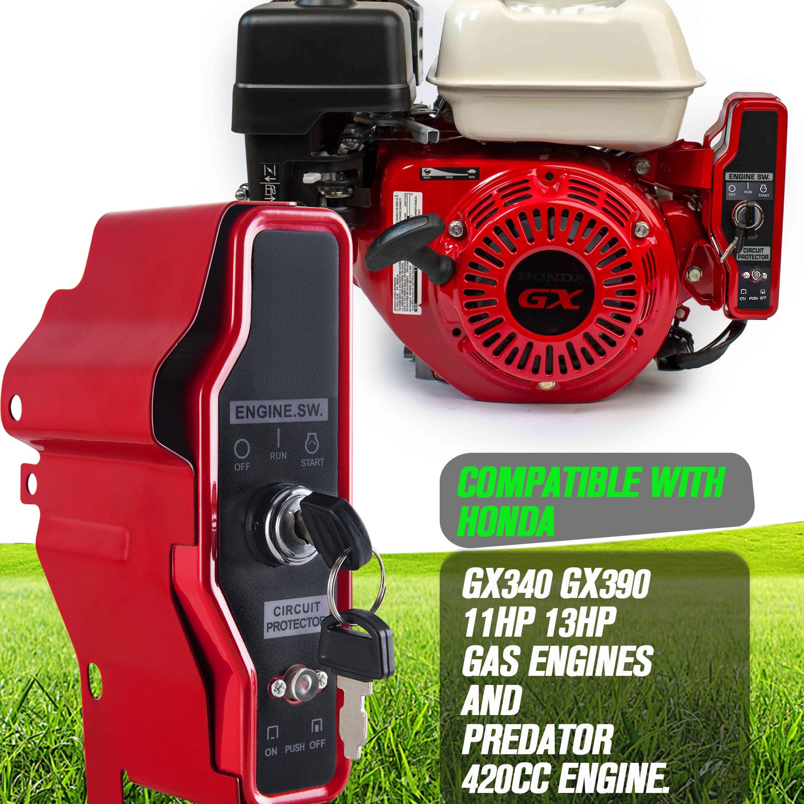 Fanzko Gx390 Ignition Key Switch Box W/Keys Engine Stop On Switch For Honda Gx340 Gx390 11Hp 13Hp Gas Engine