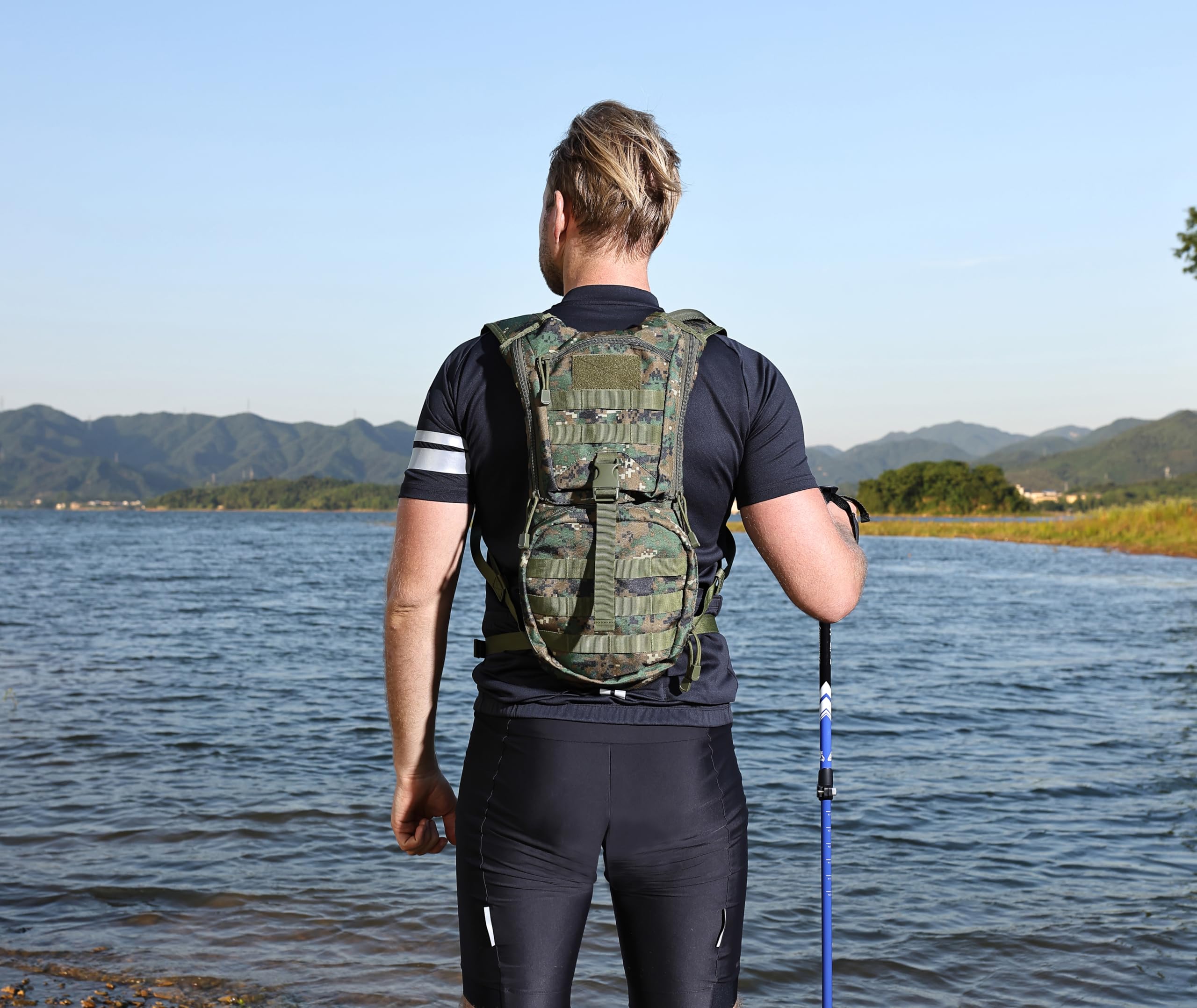 Marchway Tactical Molle Hydration Pack Backpack With 3L Tpu Water Bladder, Military Daypack For Cycling, Hiking, Running, Climbing, Hunting, Biking (Digital Woodland)
