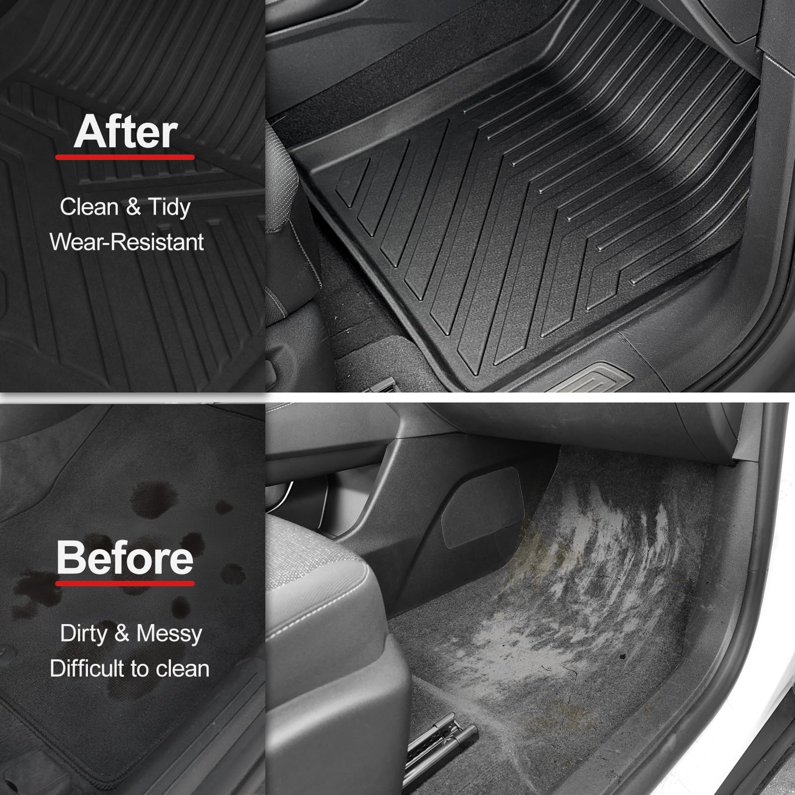 Houclemic Floor Mats For 2018-2025 Volkswagen Vw Atlas 7 Passenger Bench Seating (Not For Cross Sport)-All Weather Cargo Mat Wit