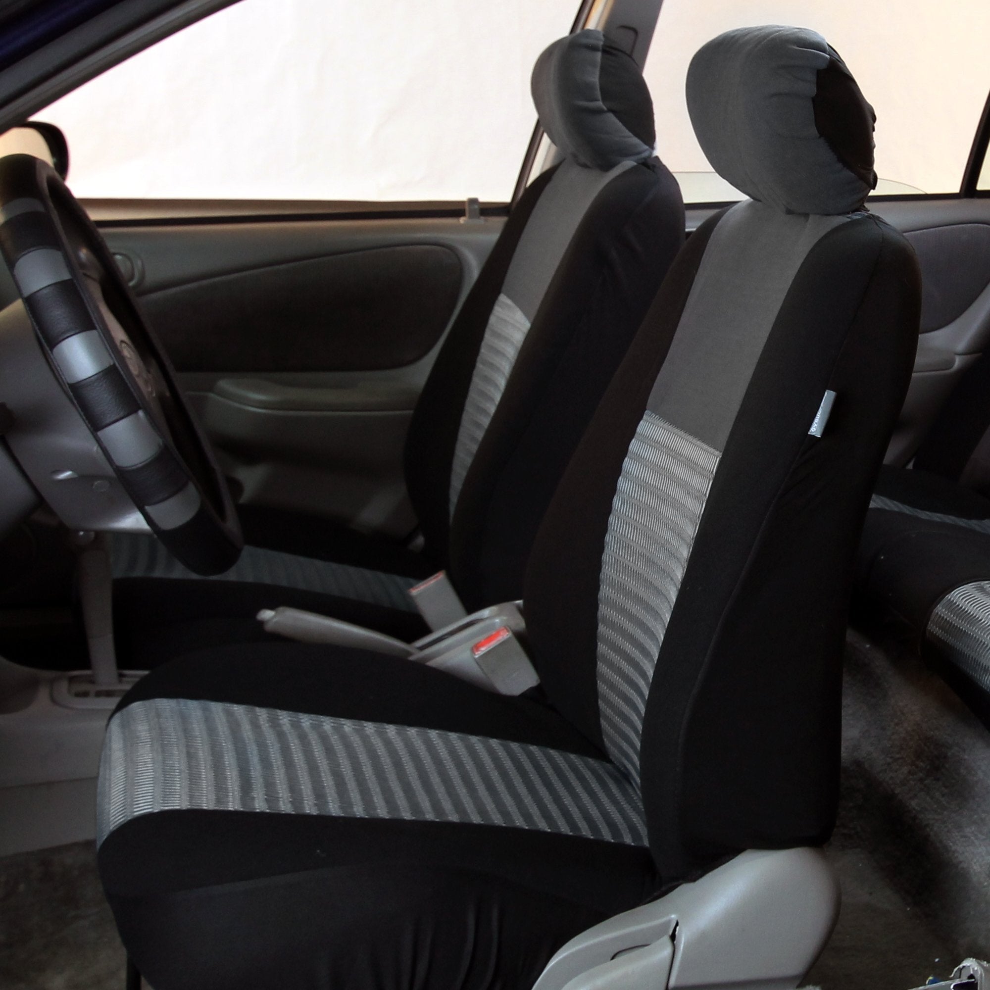 FH Group Car Seat Covers Trendy Elegance Gray Full Set Automotive Seat Covers, Airbag and Split Rear Combo Non-Slip Dash Grip Pa