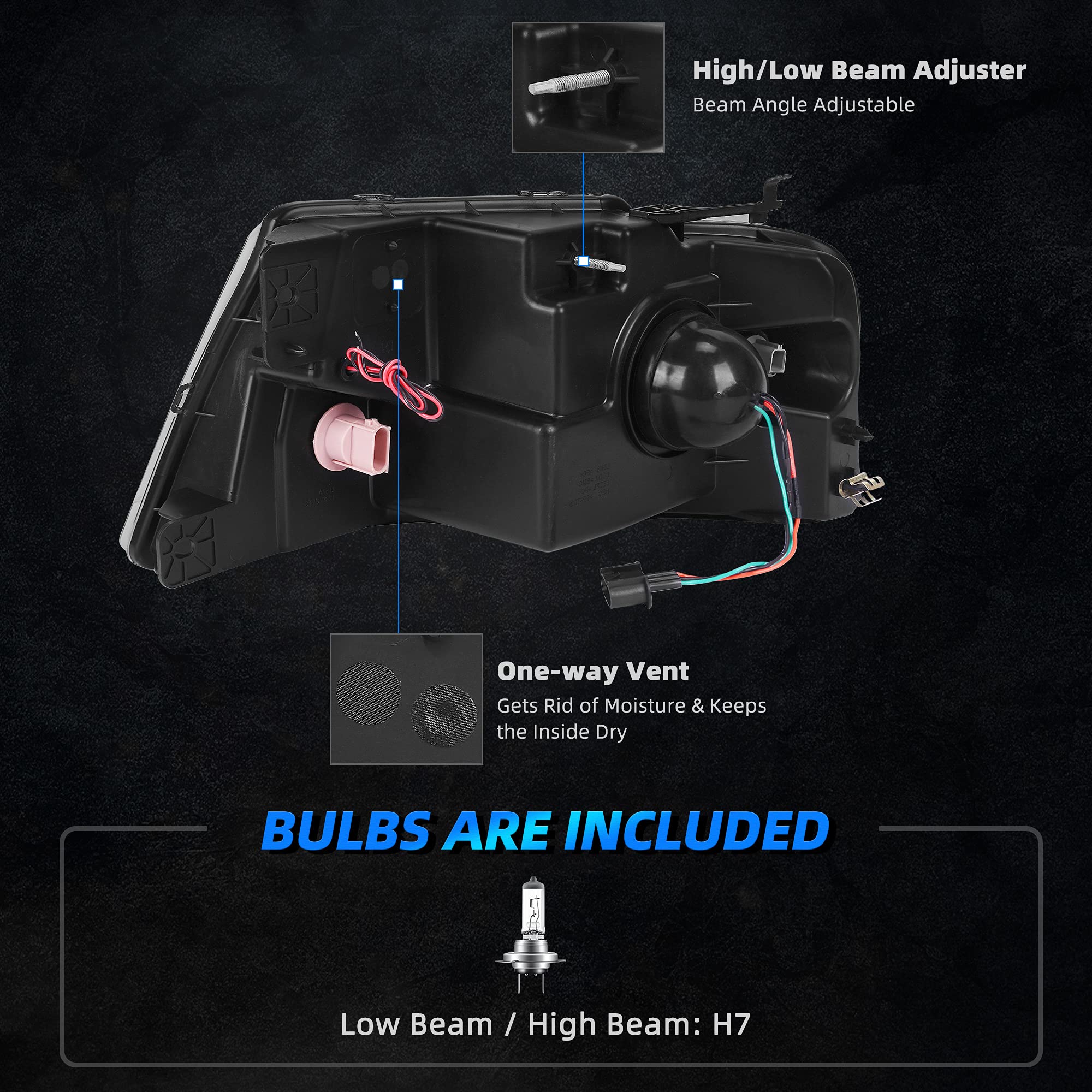 Autosaver88 Led Drl Headlights Assembly Compatible With 2004-2008 04-08 Ford F150 Headlamp Replacement Pair Black Housing (Not C