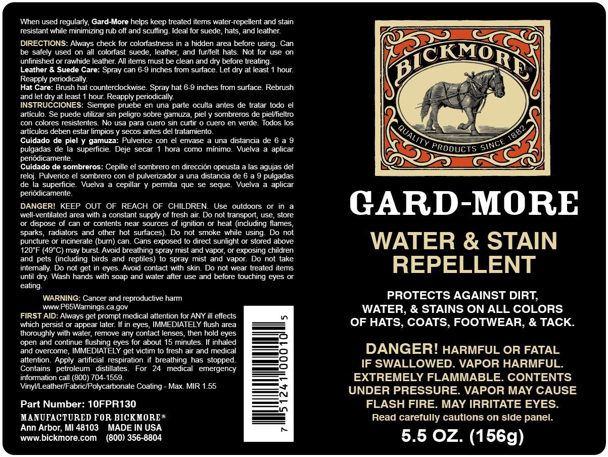 Bickmore Gard-More Water & Stain Repellent 5.5oz- Leather Protector and Suede Protector Waterproofing Spray Guard for Boots, Sho