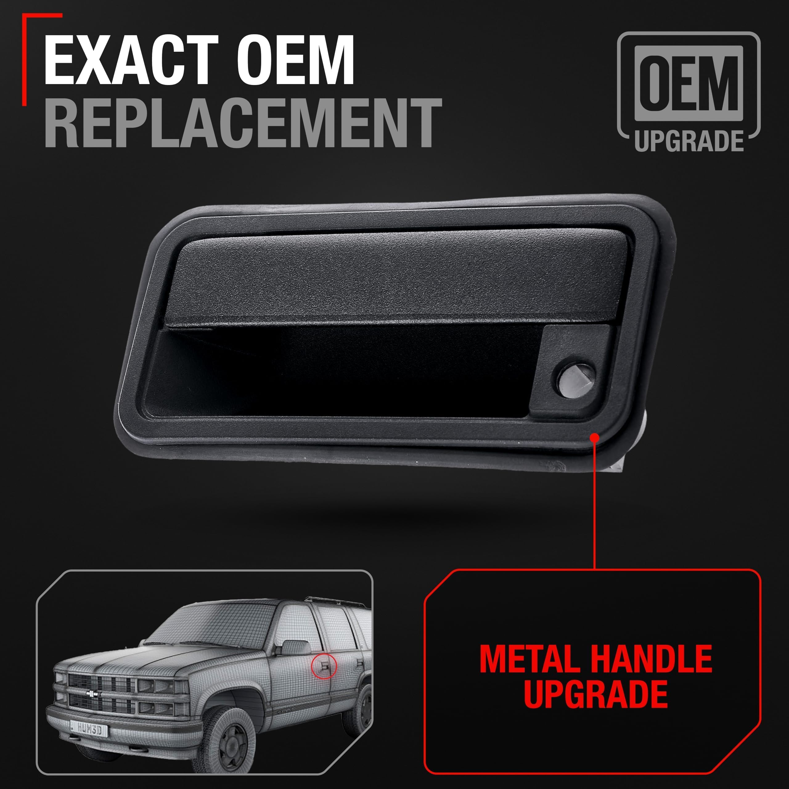 Exterior Front Driver Door Handle, Upgraded Metal - Compatible With 1994-2002 Chevrolet Gmc C/K 1500 2500 3500, Blazer, Tahoe, Y