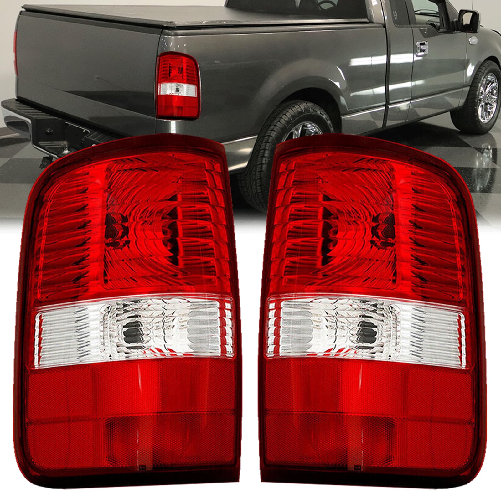 Tail Light Housing Compatible With 2004-2008 Ford F150 F-150 Driver And Passenger Side Rear Brake Lamps