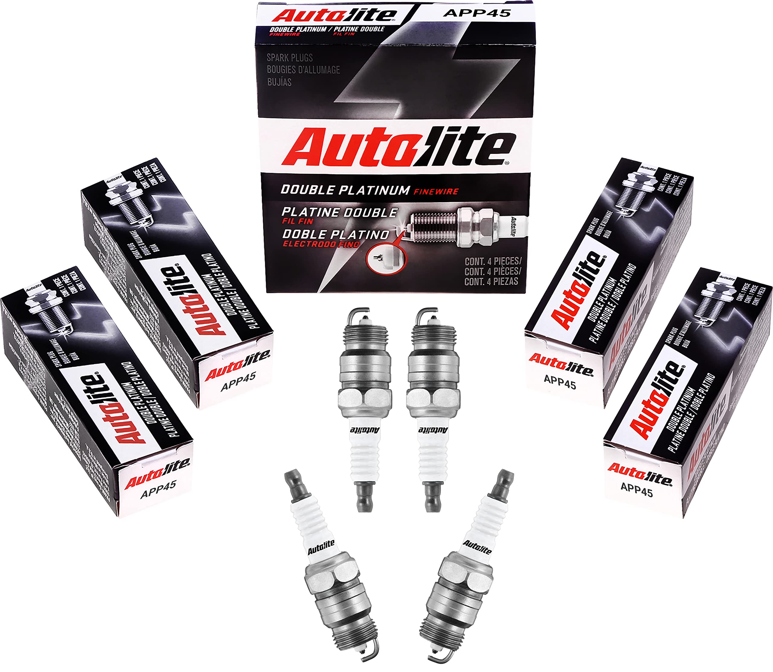 Autolite App45 Double Platinum Automotive Replacement Spark Plugs (4 Pack)