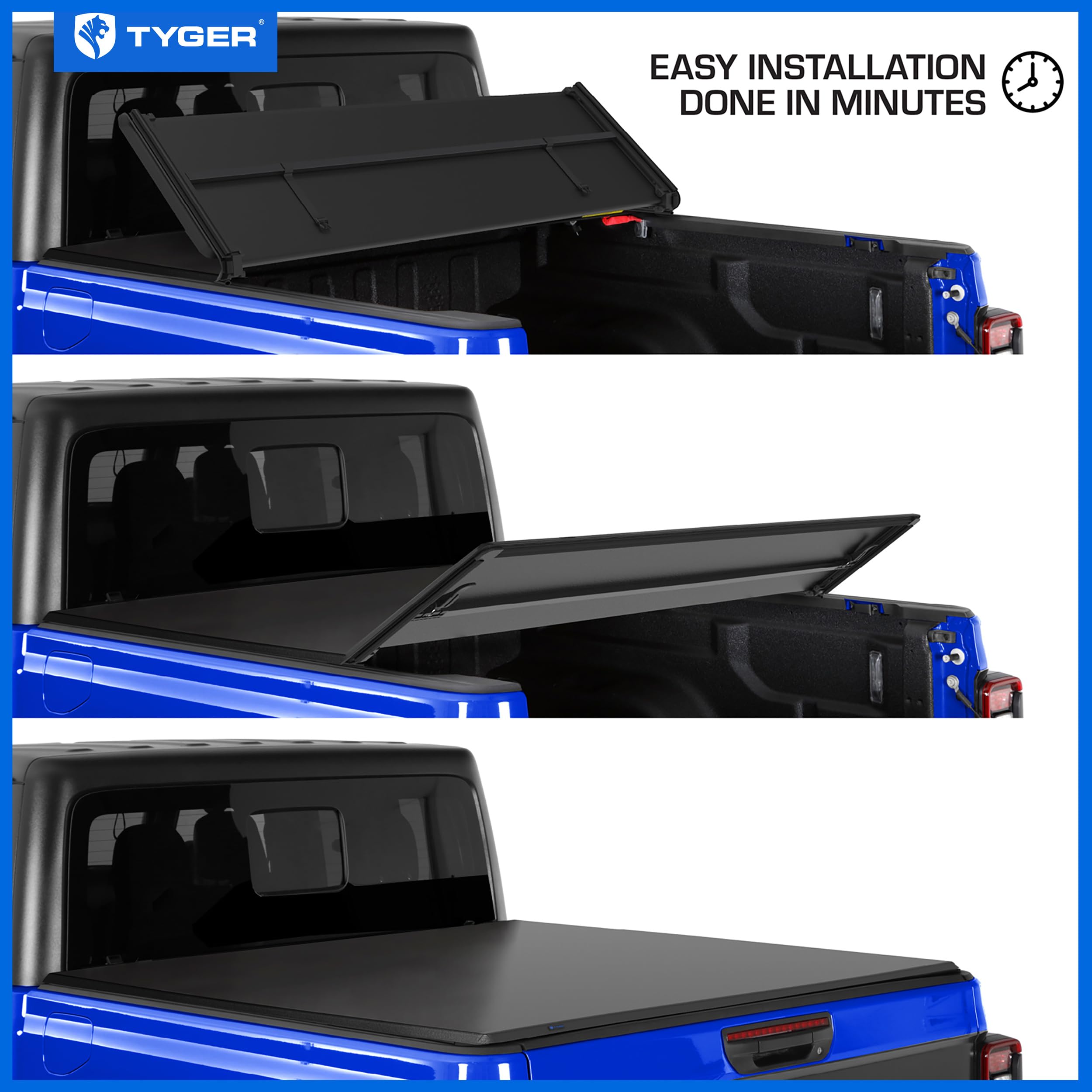 Tyger Auto T3 Soft Tri-Fold Truck Bed Tonneau Cover Compatible With 2020-2024 Jeep Gladiator Jt | 5' (60'') Bed | Tg-Bc3J1060