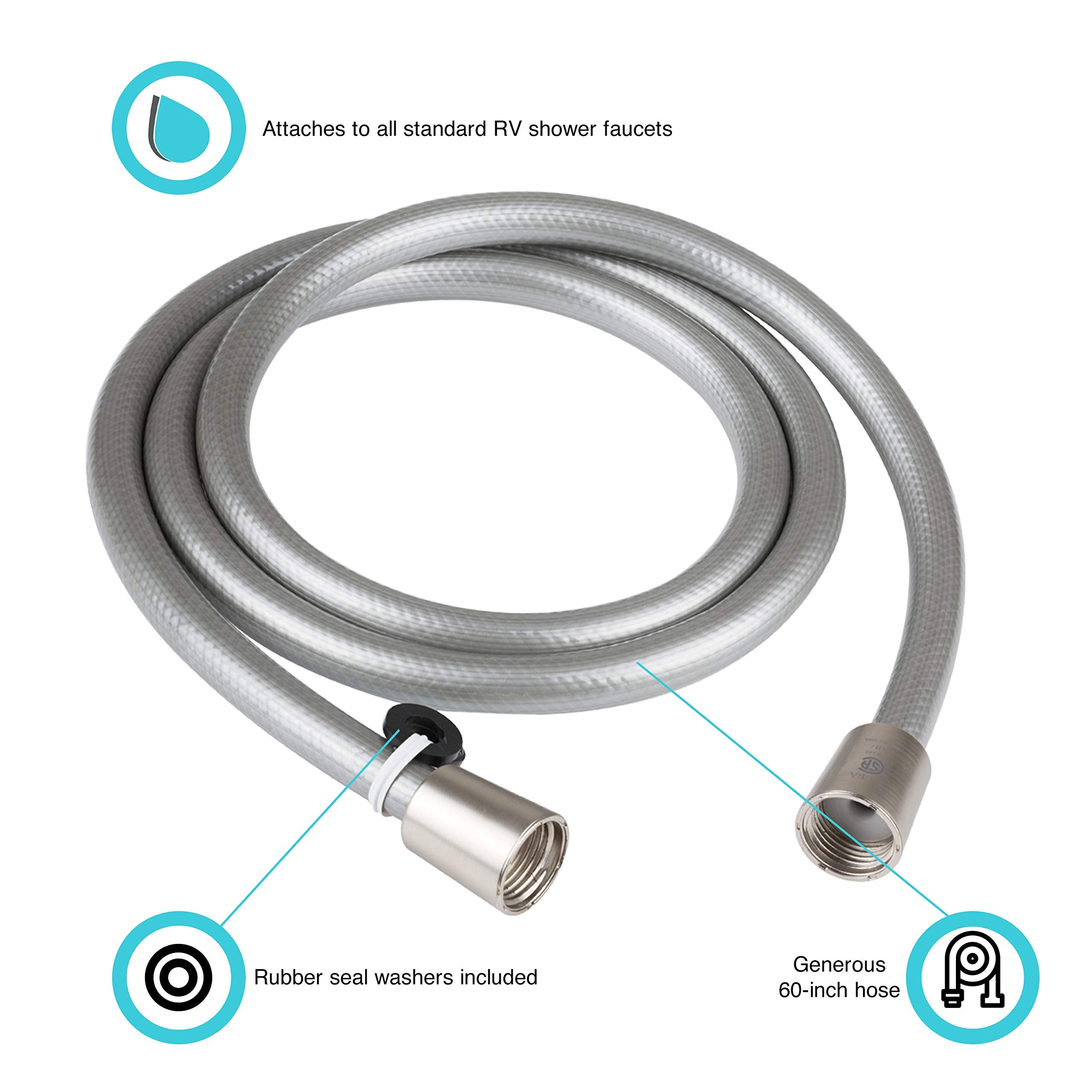 Dura Faucet Df-Sa230-Sn Rv 60-Inch Vinyl Shower Hose (Brushed Satin Nickel)