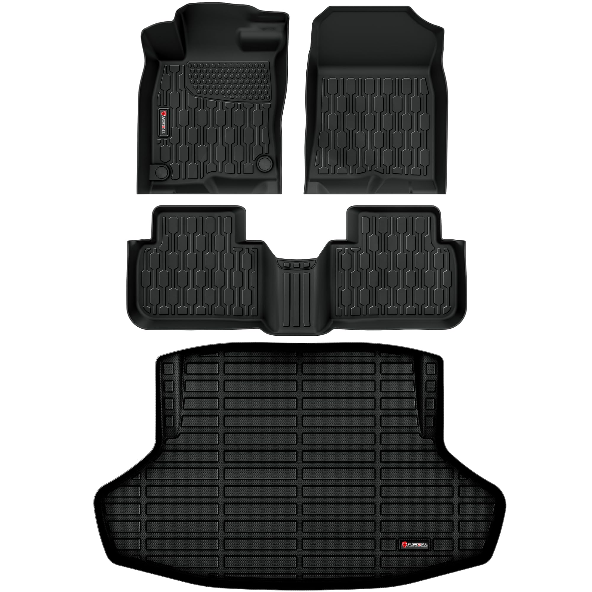 AutoBull Floor Mats & Cargo Liner Fit with 11th Gen Honda Civic 2022-2025 2026 Sedan (Fits Rear Seats with or Without USB Ports)