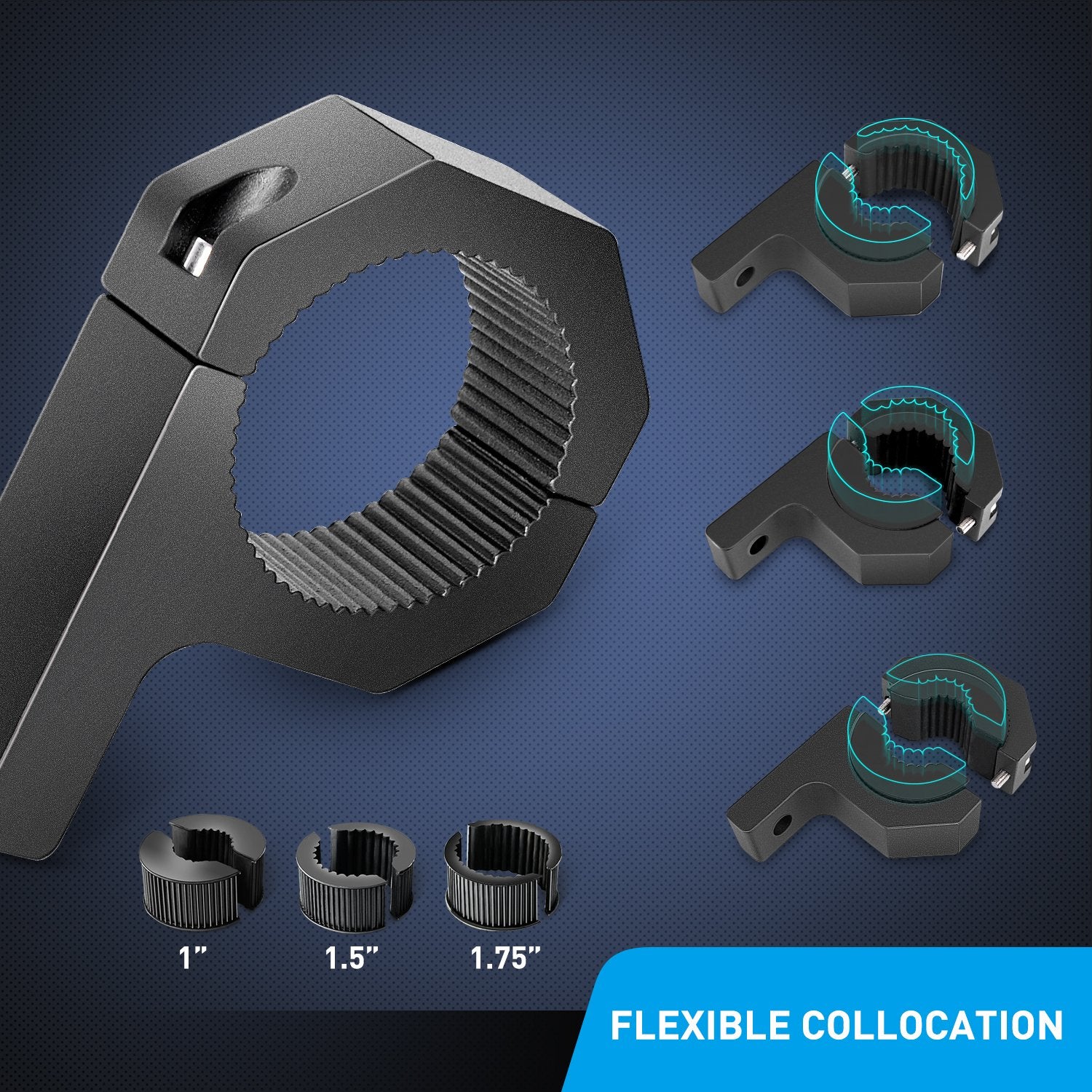 Nilight 90020B 2 Pack Mounting Bracket Kit Led Off Road Light Horizontal Bar Tube Clamp Roof Roll Cage Holder, 2 Years Warranty,