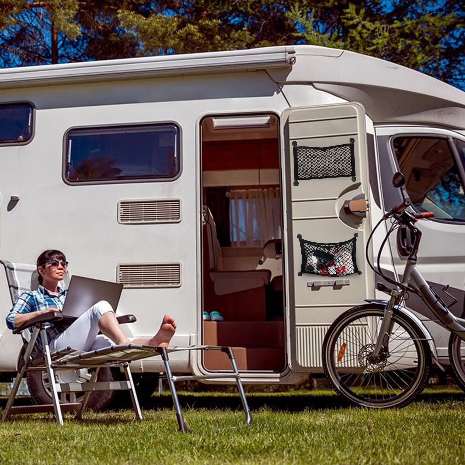 Universal Mesh Cargo Net For Car Trunk Storage,2 Pack Elastic Small Cargo Net Pocket Organizer Pouch Bag,Stretchable Automotive