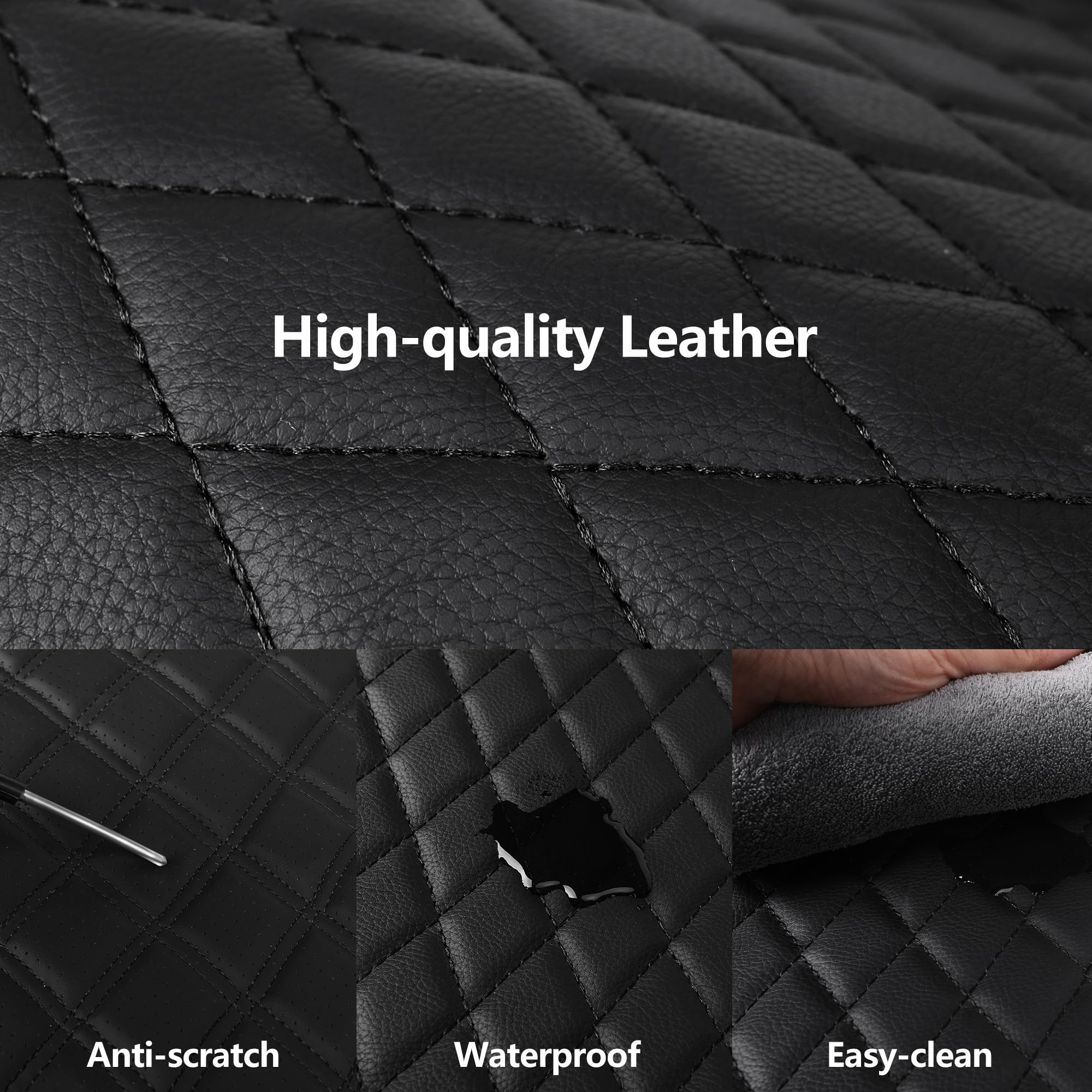 HChengkikz Leather Car Seat Covers,Breathable and Waterproof Seat Cover Full Set,PU Premium Universal Fit Automotive Airbag Comp