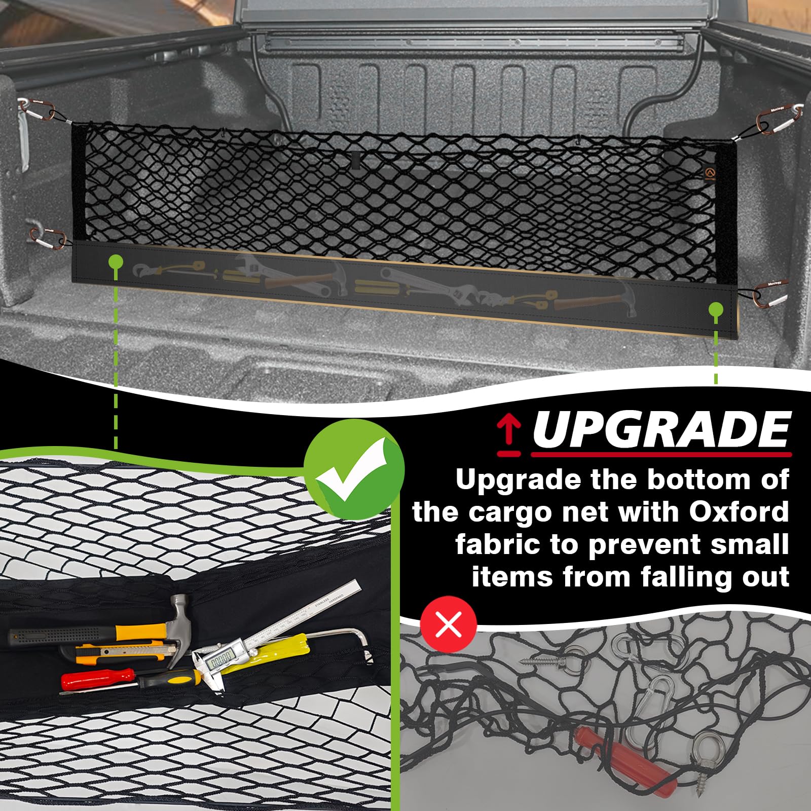 Muslogy Truck Bed Cargo Net Compatible With Jeep Gladiator 2020-2024 2025 Jt Accessories Storage Organizer Pickup Truck Bed Enve