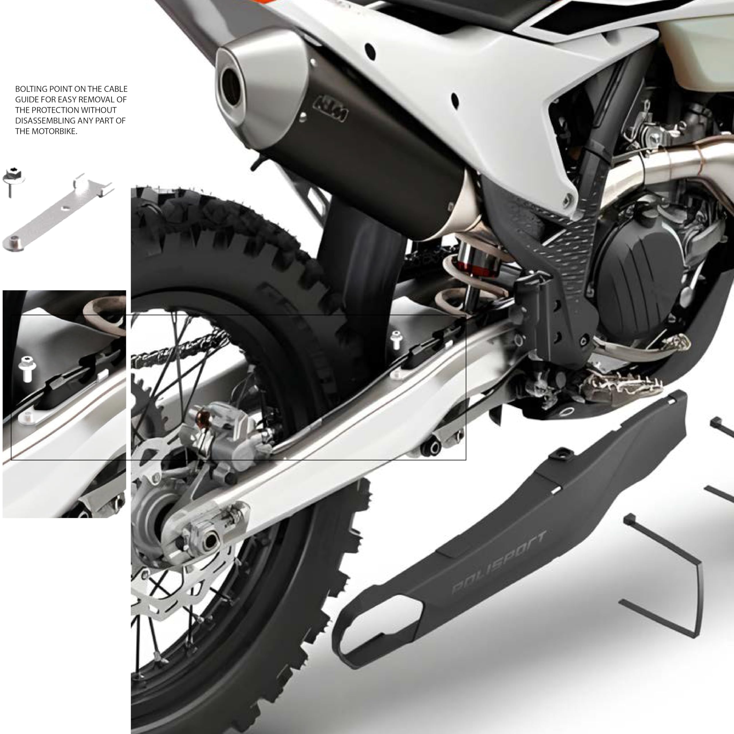 Polisport Swingarm Protector - Durable and Easy-to-Install Protection for Motorcycles (Black)