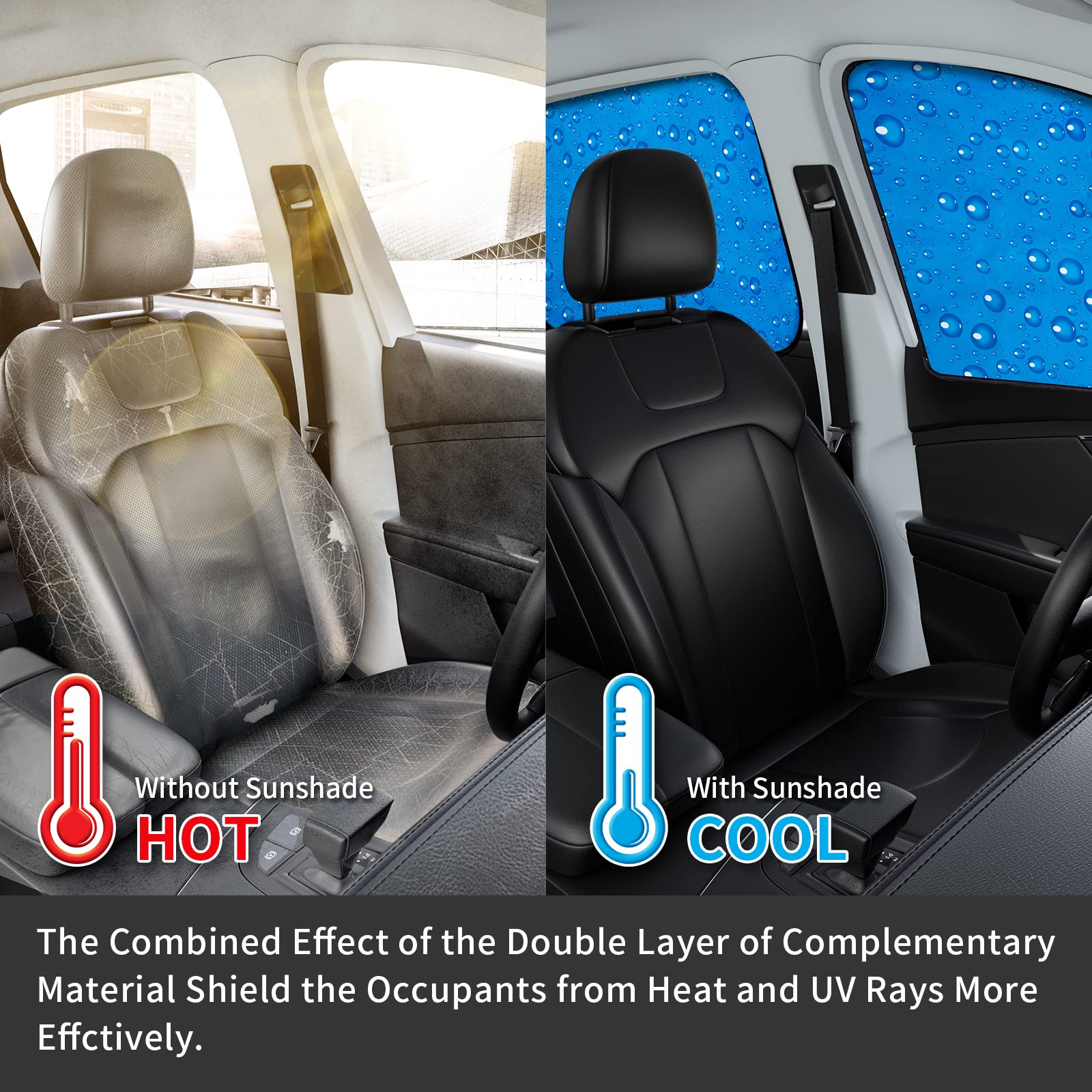 Aokway Magnetic Car Window Shades, 4Pcs Double-Layer Uv Protection Car Curtains For Front & Rear Side Window Sun Shade, Universa