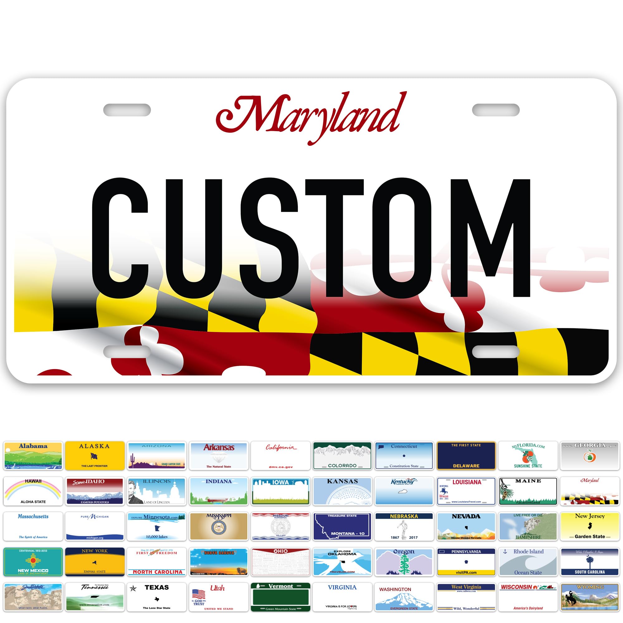 Custom Maryland License Plate, Personalized License Plates For Car, 6X12 Inch, Rust-Free Fade Resistant Aluminum, Usa Made By My