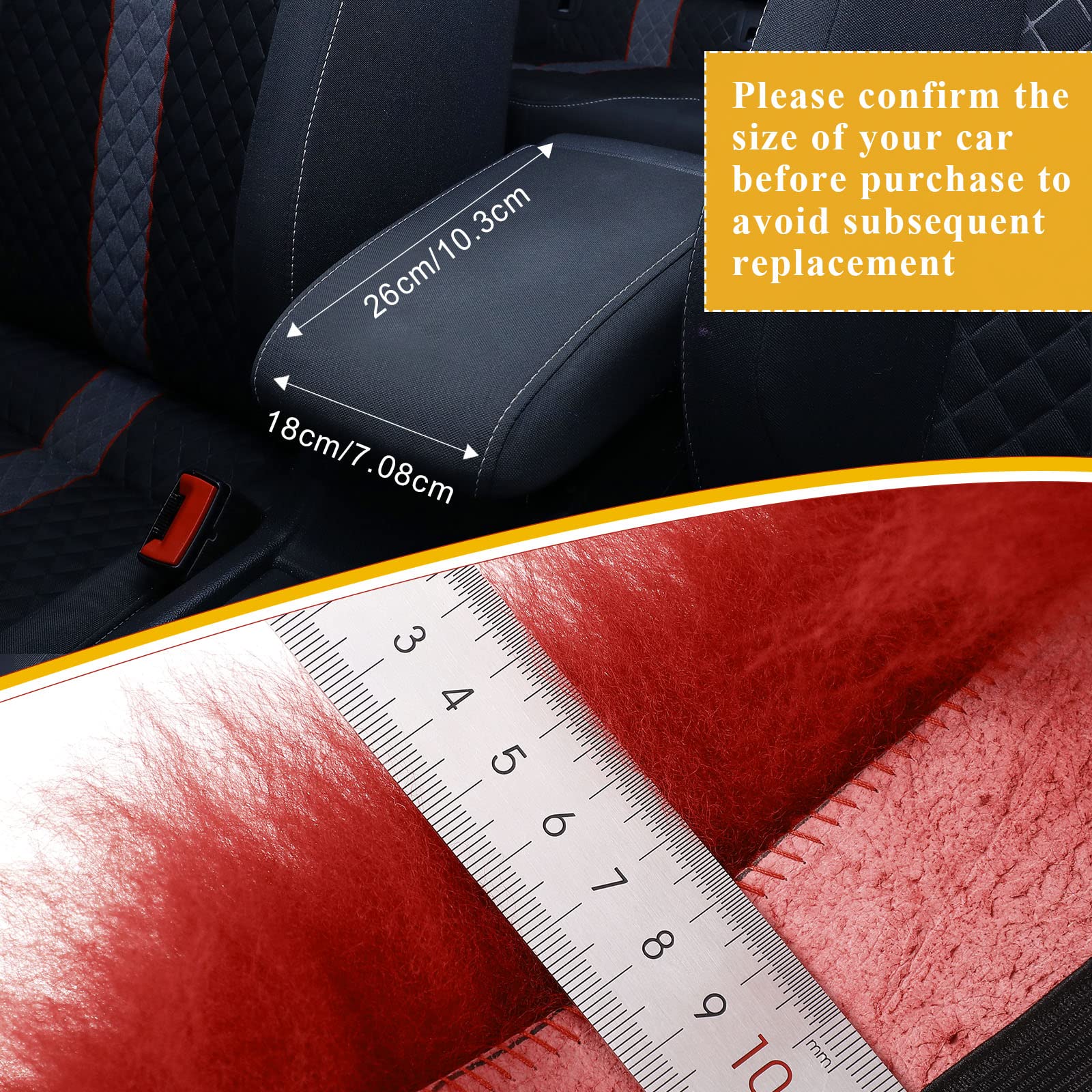 Frienda Furry Armrest Cover Auto Center Console Cover Car Soft Console Pad, Real Sheepskin Wool Soft Fluffy Auto Center Armrest