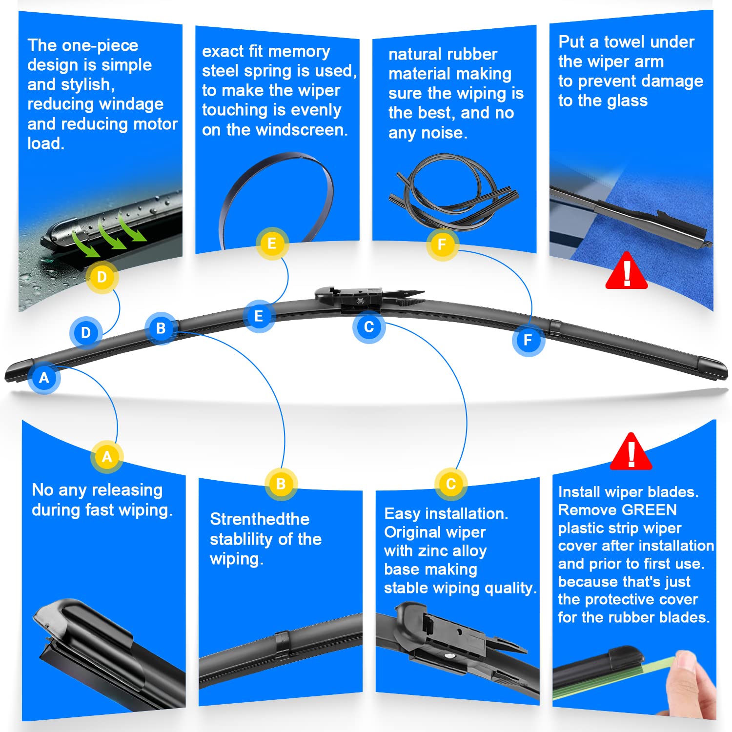 Raintok Windshield Wiper Blades Replacement For Buick Enclave 2012 2013 2014 2015 2016 2017 Original Factory Quality Front Rear