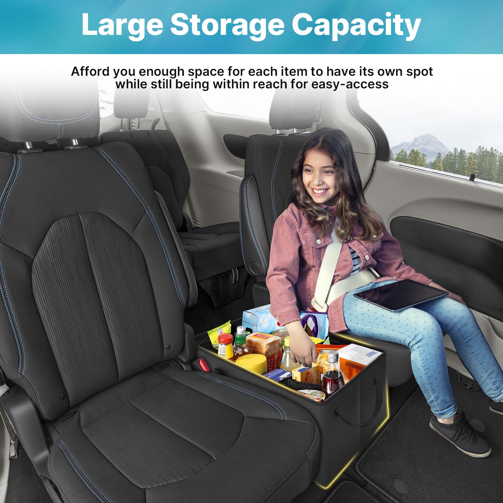 Mixsuper Liner Car Seat Organizer for Chrysler Pacifica 2017-2025, Console Organizer Backseat Box for Pacifica, Dog Toy Box Stor