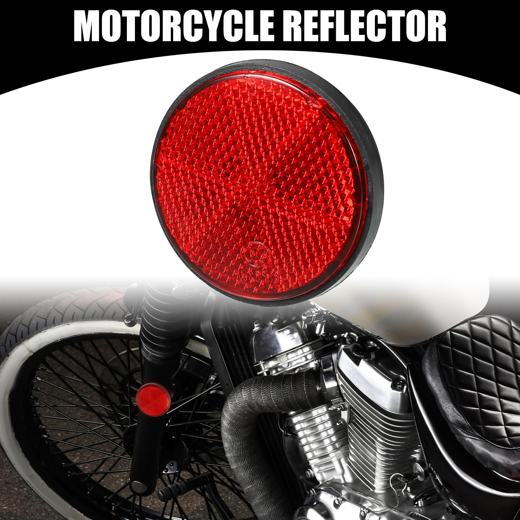 Partuto 6Pcs 2.20'X0.31' Universal Reflector - Round Motorcycle Bike Safety Reflector Increase Visibility And Safety On The Road - Plastic Red