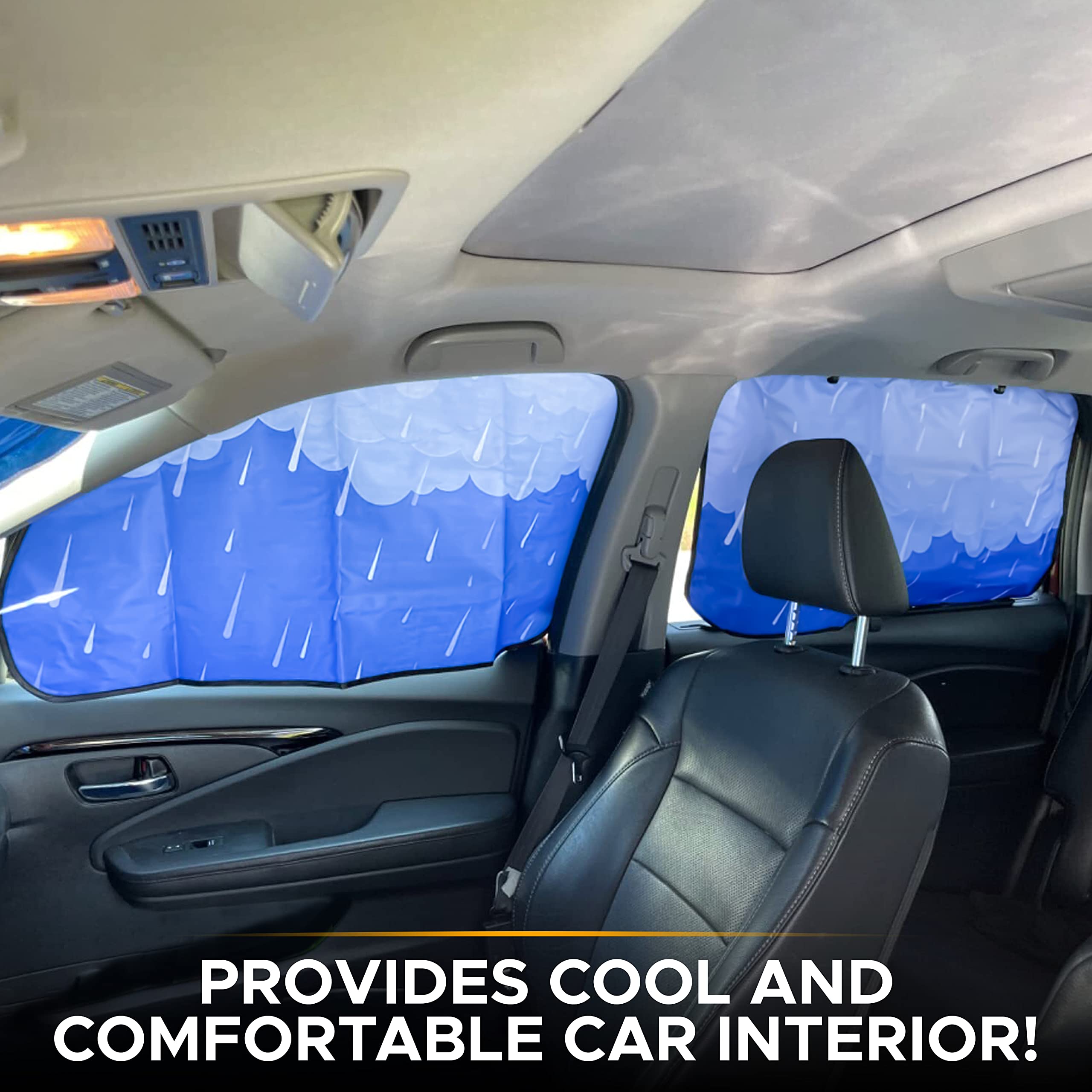 EcoNour Magnetic Side Window Sunshade (4 Pack) | Car Window Shades for Baby Blocks Direct Sunlight, Keeps Car Cool | Blue