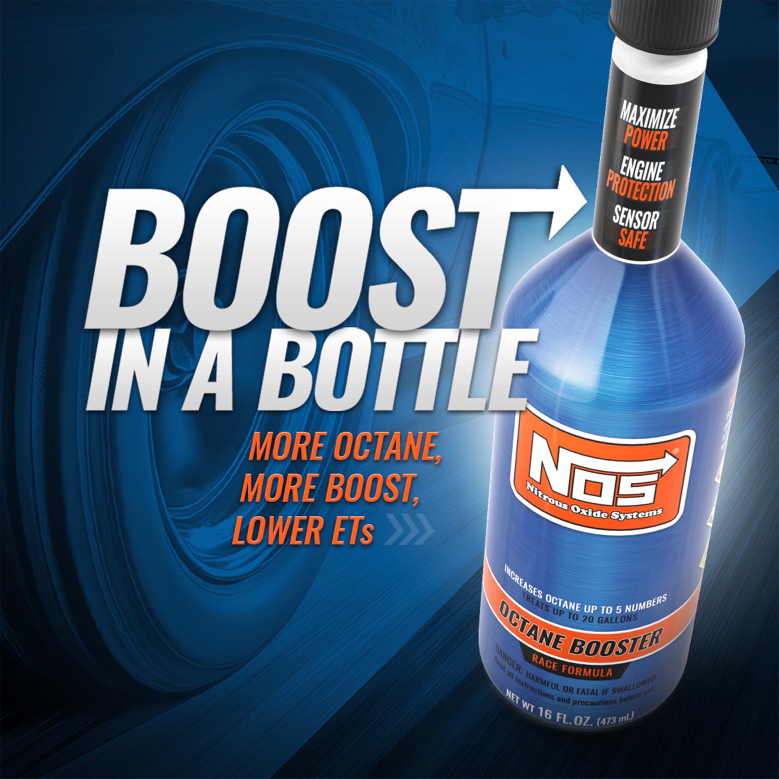 NOS Octane Booster - Increases Octane Up to 5 Points - Boosts Power in Turbocharged & High Compression Engines - Off-Road & Raci