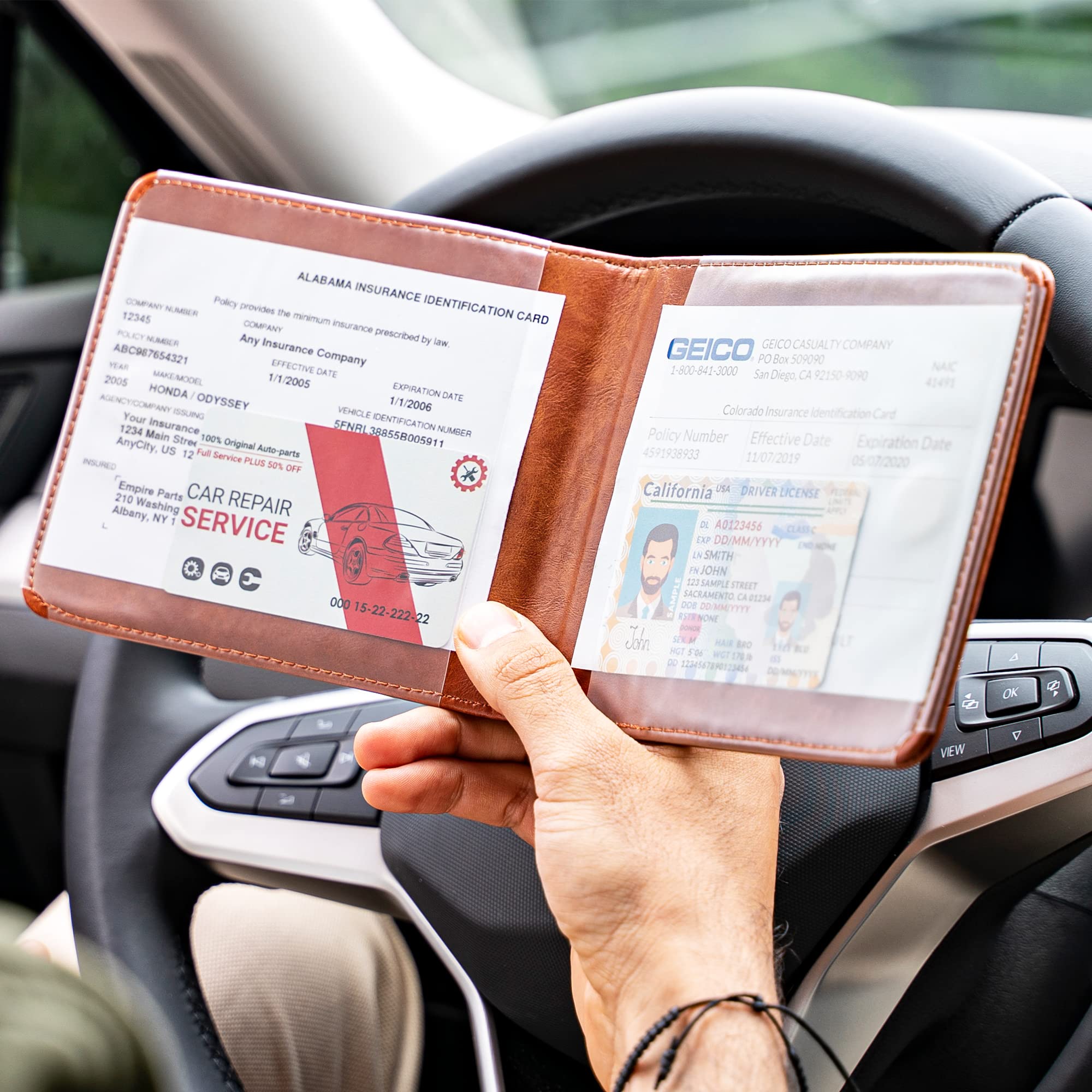 Canopus Car Registration And Insurance Holder, Magnetic Closure, Embossed Card Document Holder, Vehicle Glove Box Organizer, Wal